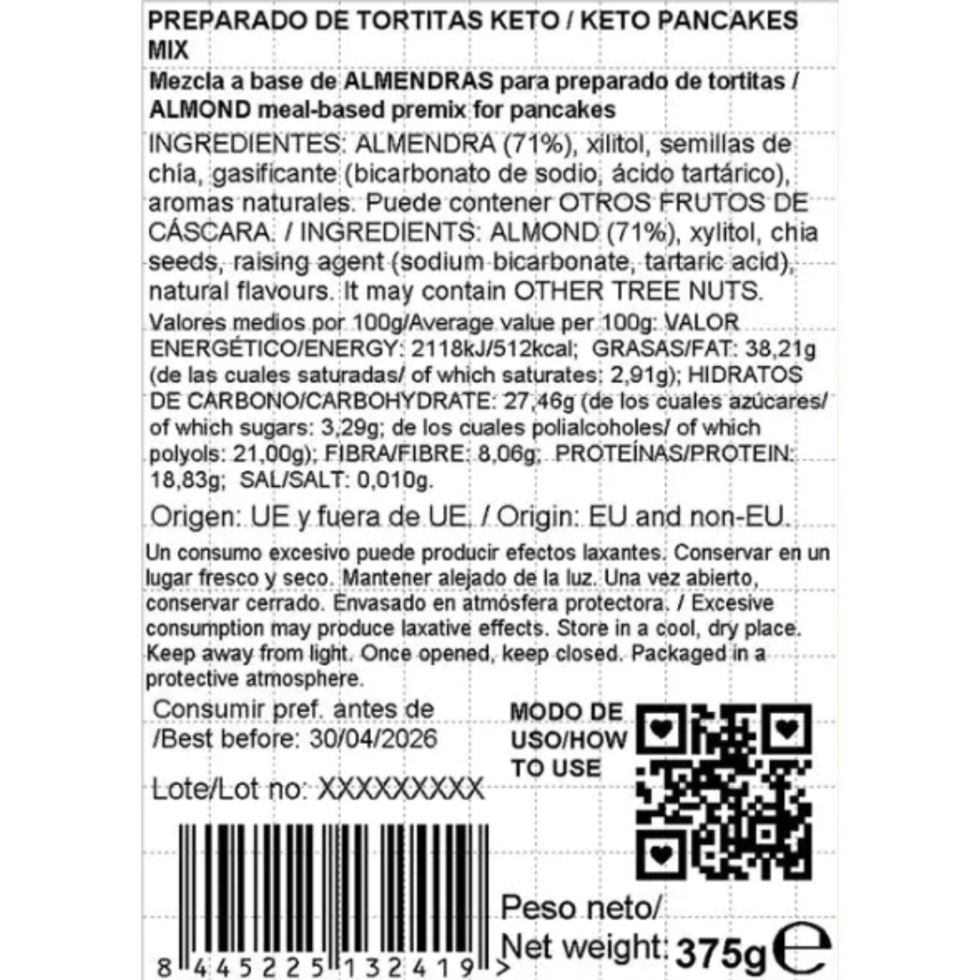 Preparado para tortitas keto 375g
