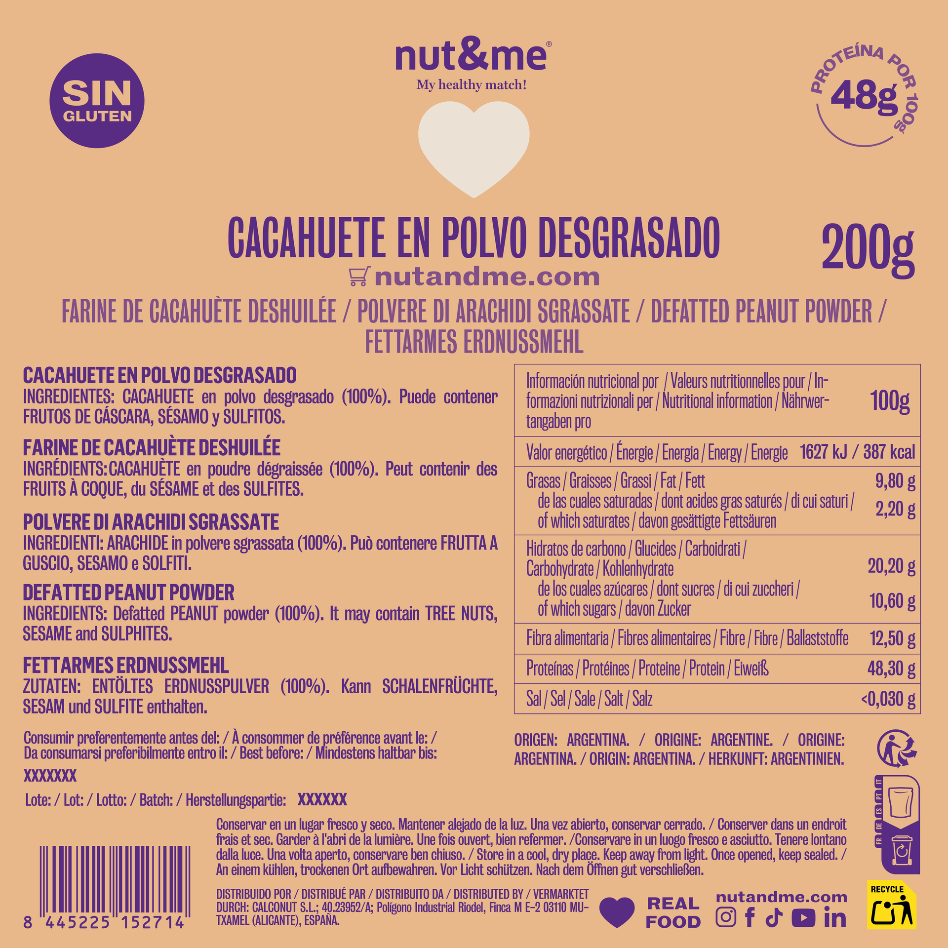 Polvo de cacahuete desgrasado 200g