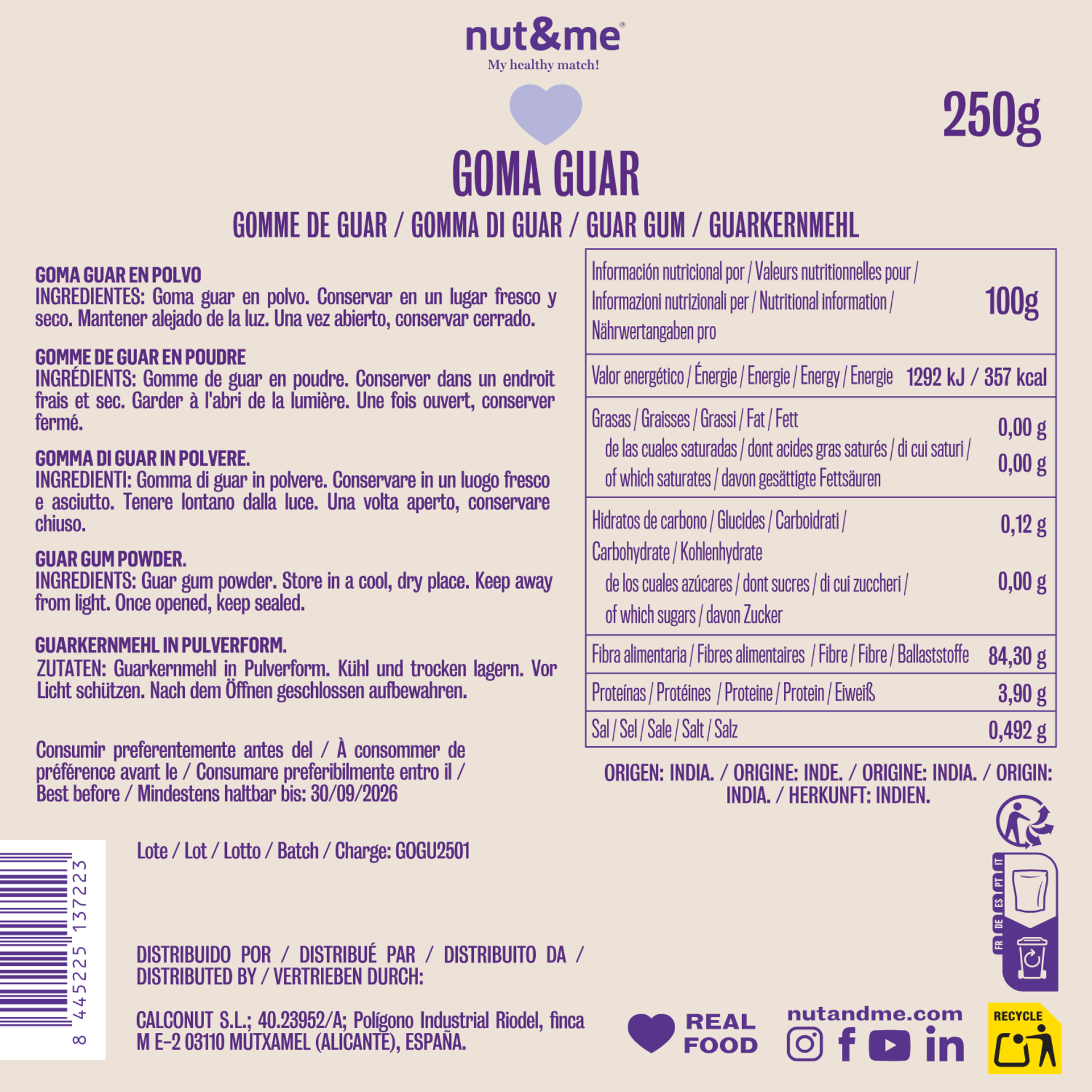 Goma guar 250g