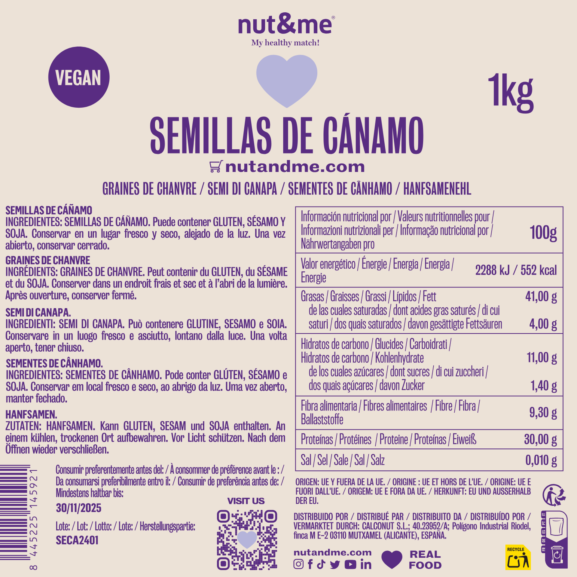 Semillas de cañamo 1kg