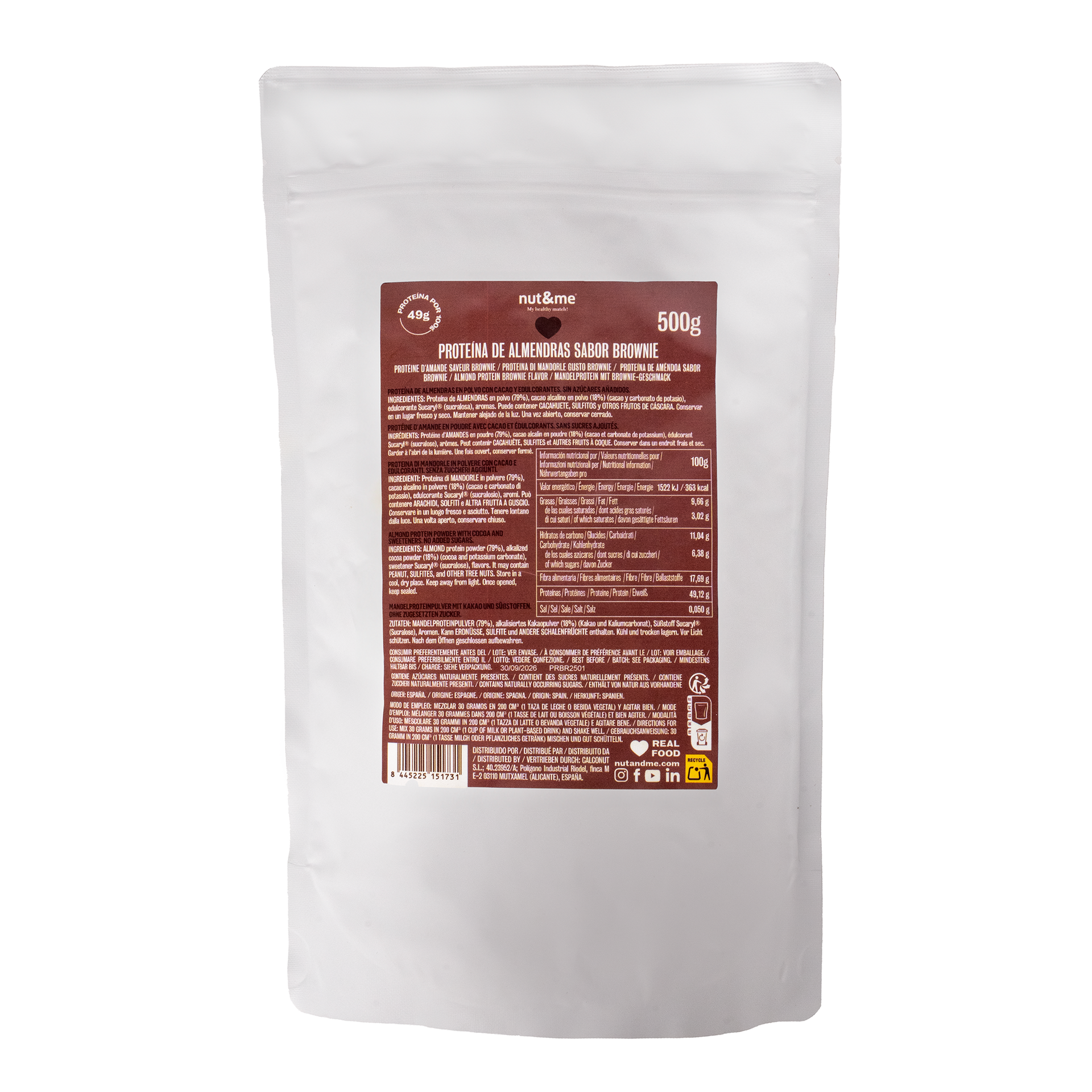 Proteina de almendra sabor brownie 500g
