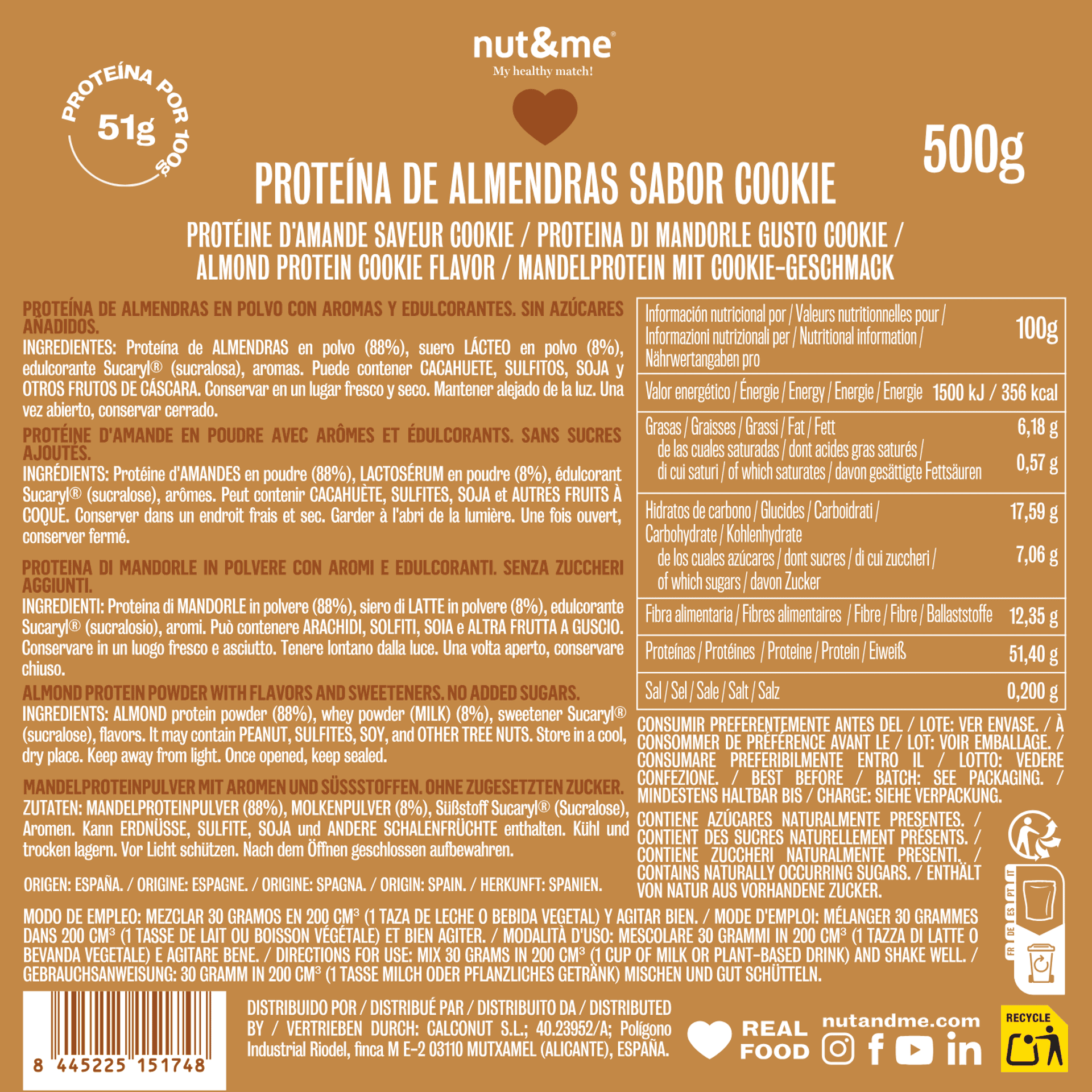 Proteina de almendra sabor cookie 500g