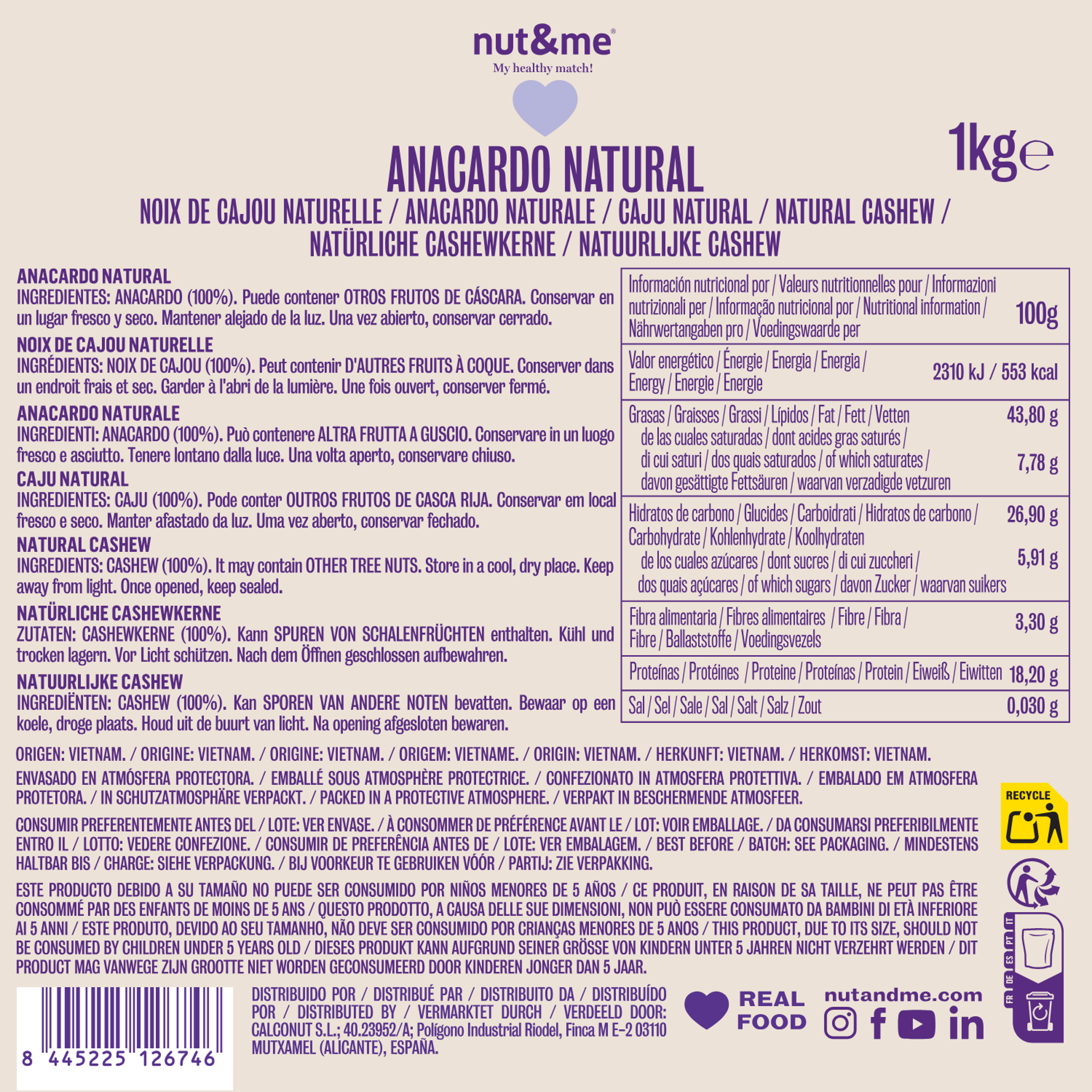Anacardo natural 1kg