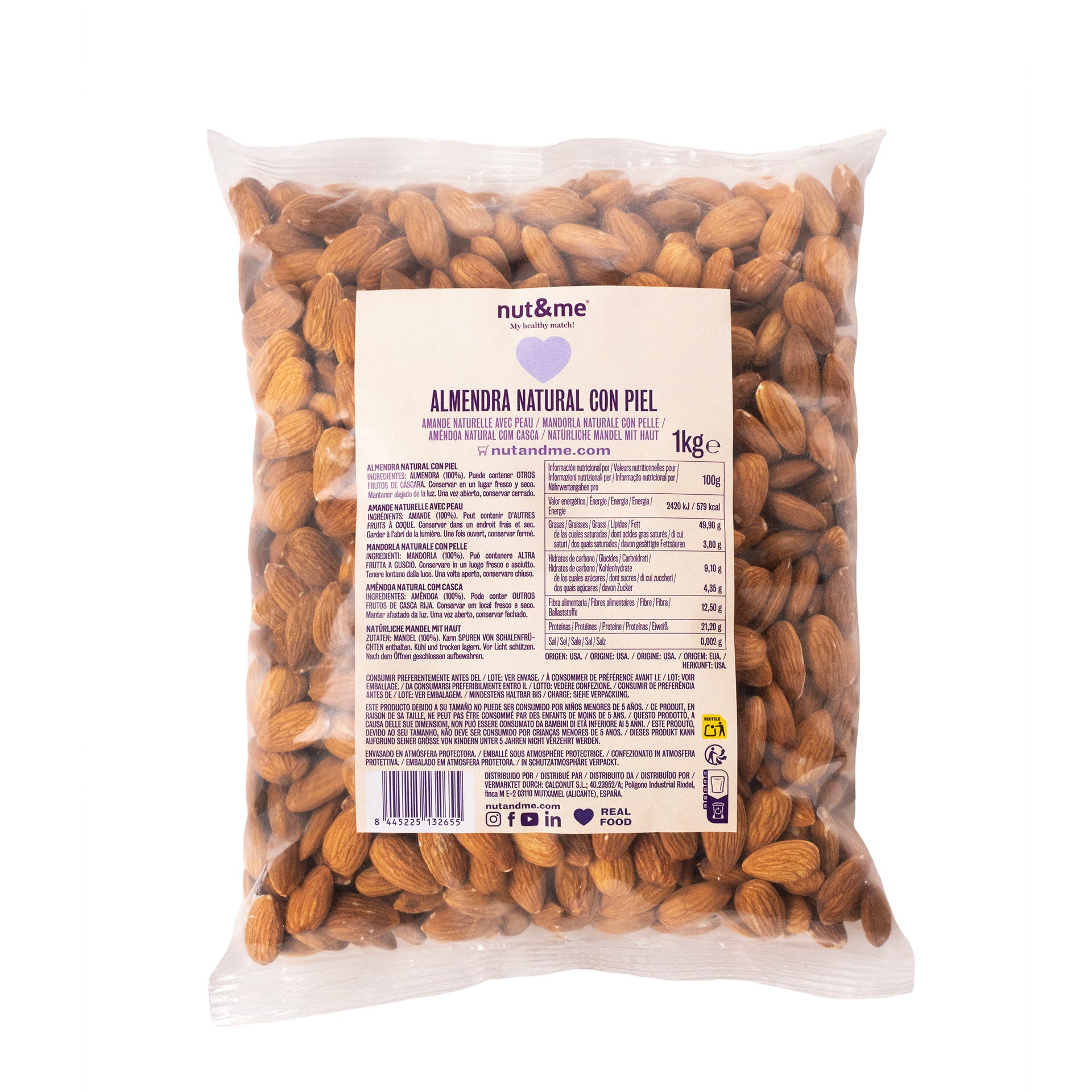Almendra natural con piel