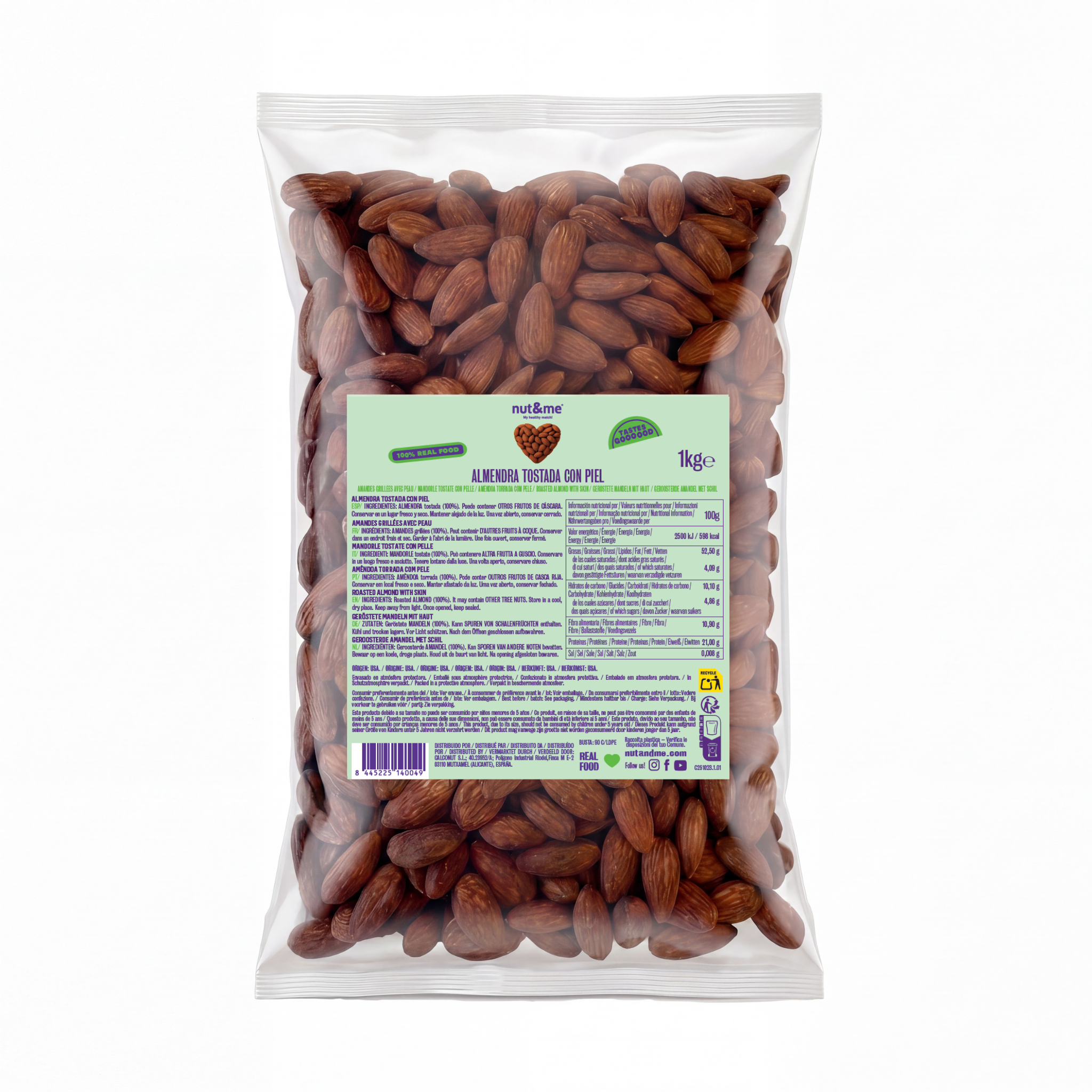 Geröstete Mandeln mit Haut 1kg 💜 nut&me – nutandme