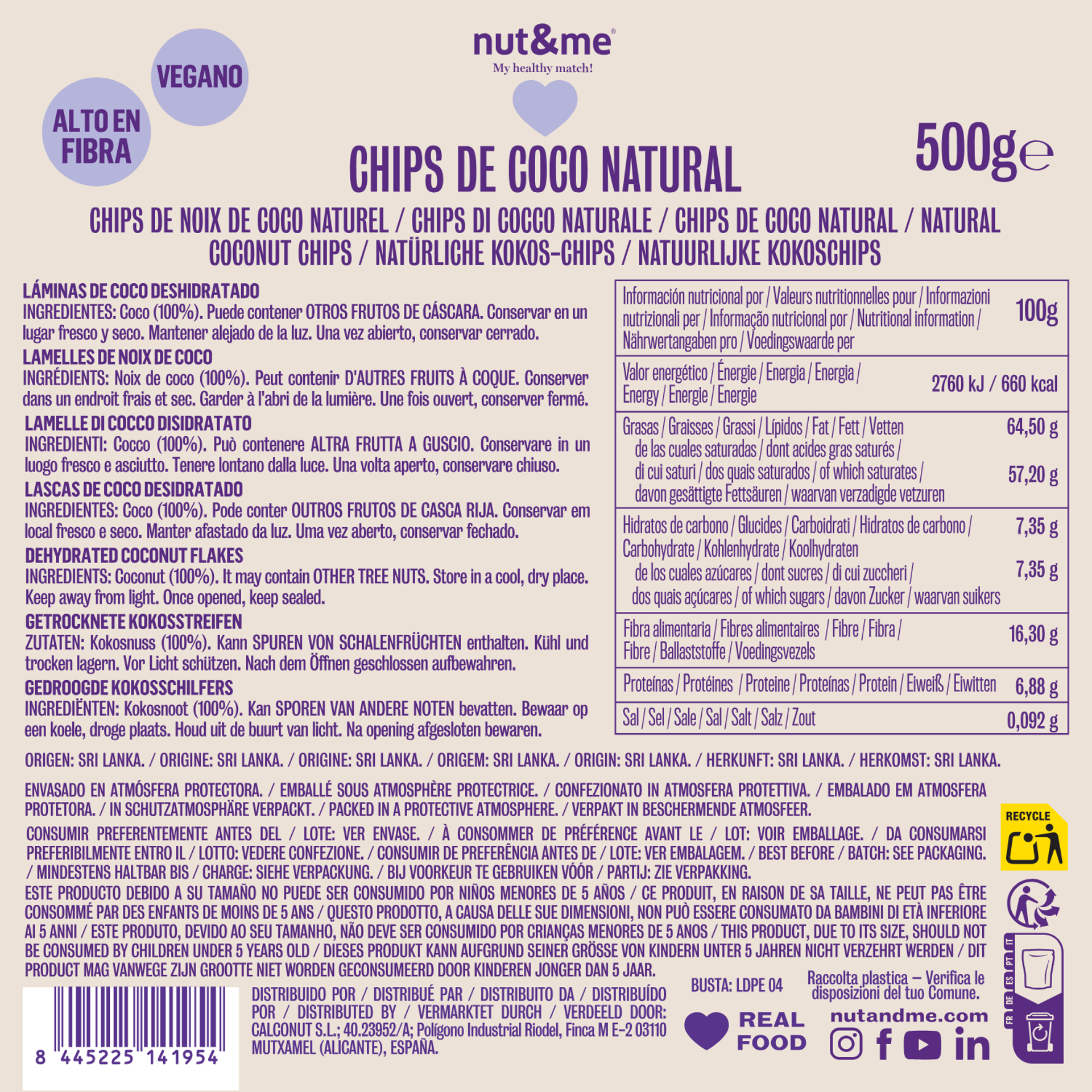 Chips de coco natural 500g