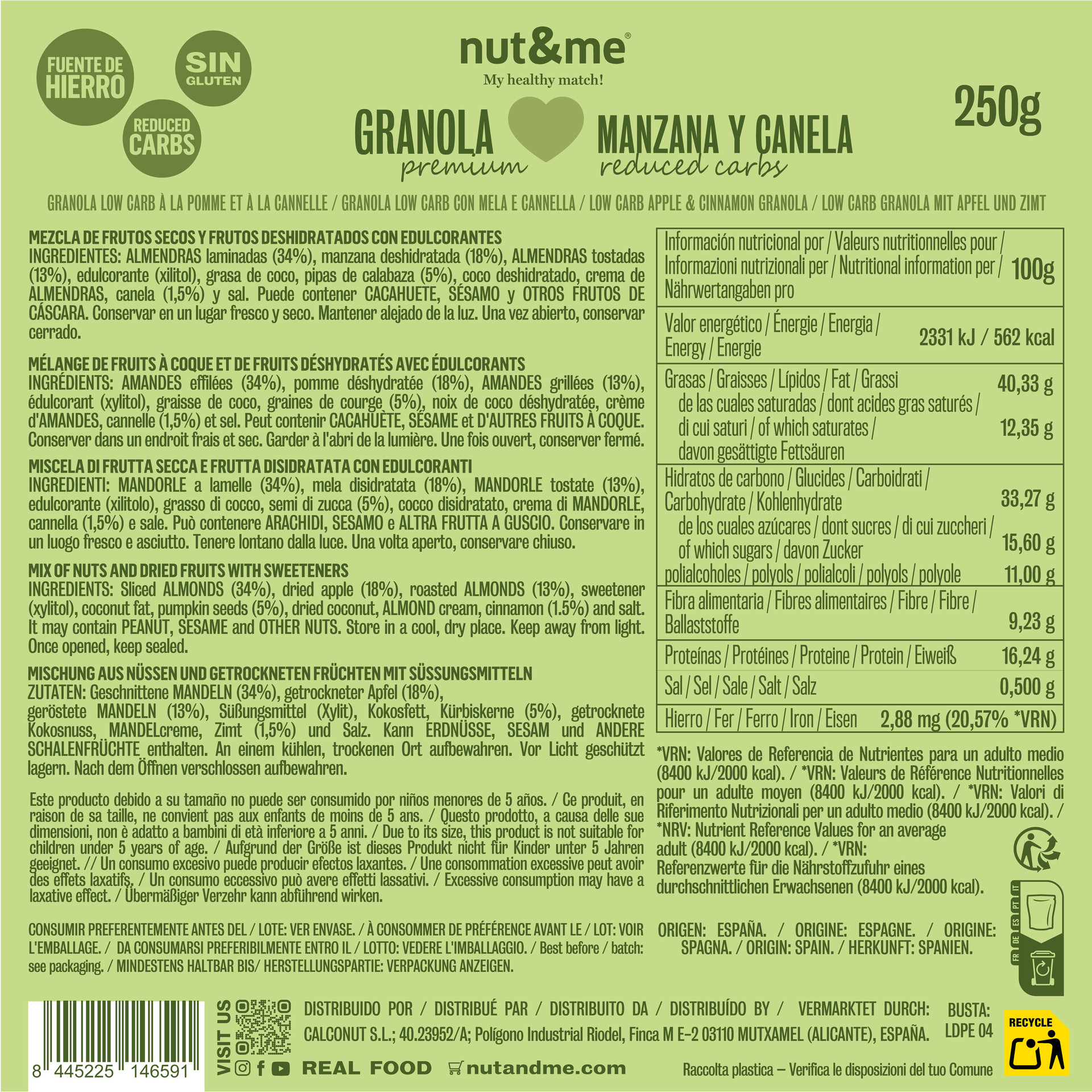 Granola low carb de manzana y canela 250g