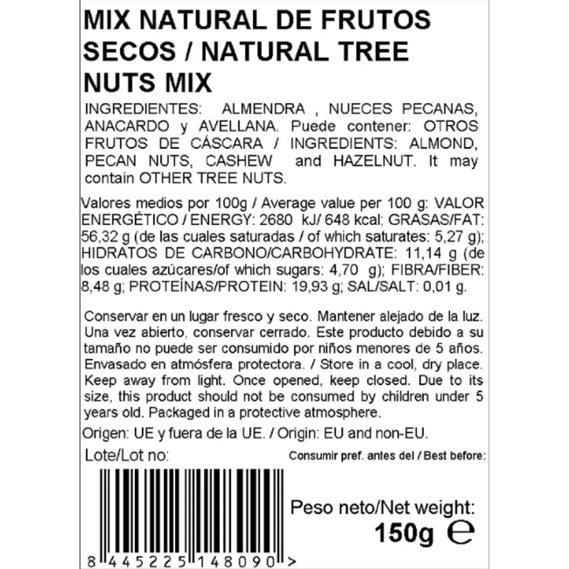Mix natural de frutos secos 150g