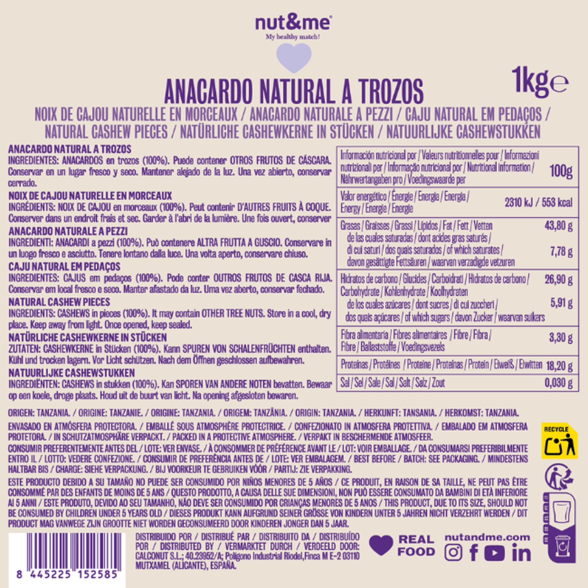 Anacardo natural a trozos 1kg