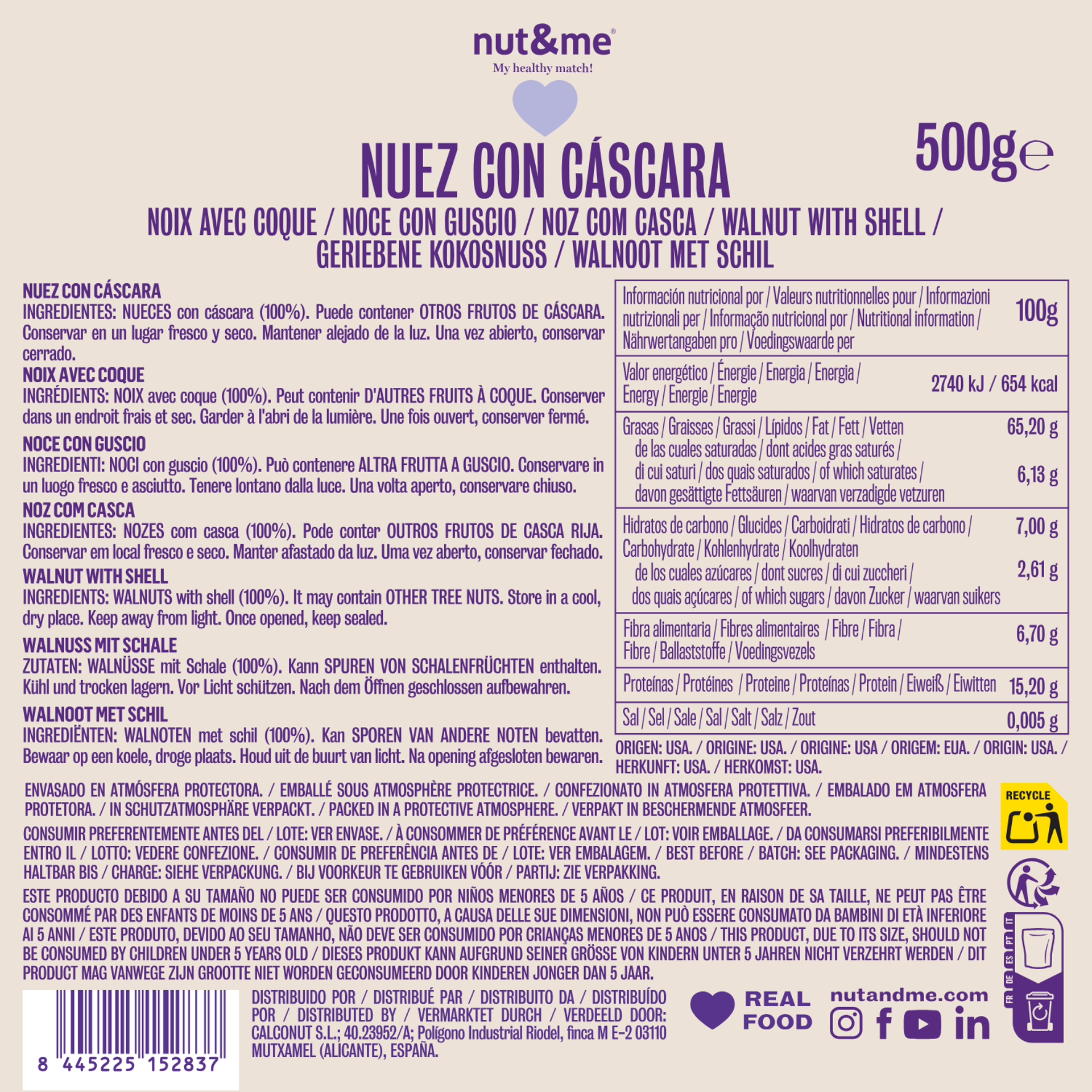 Nuez con cascara 500 g