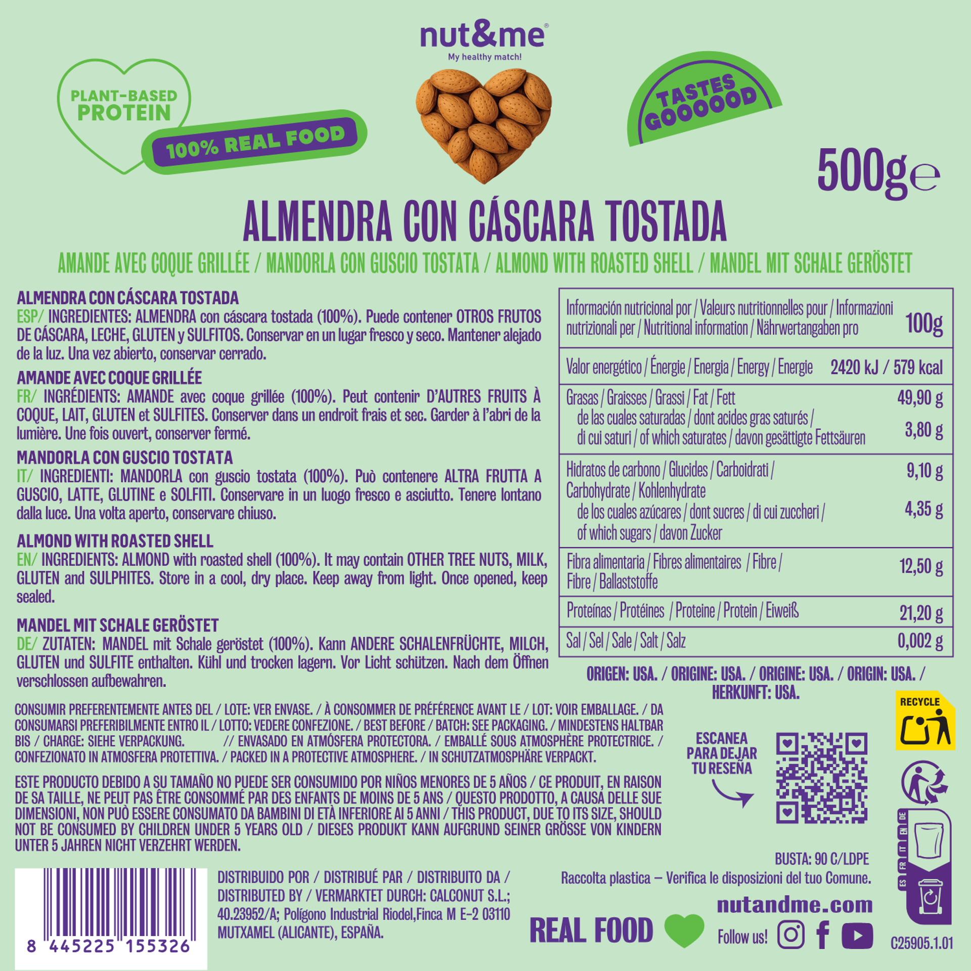 Almendra con cĂĄscra tostada 500g