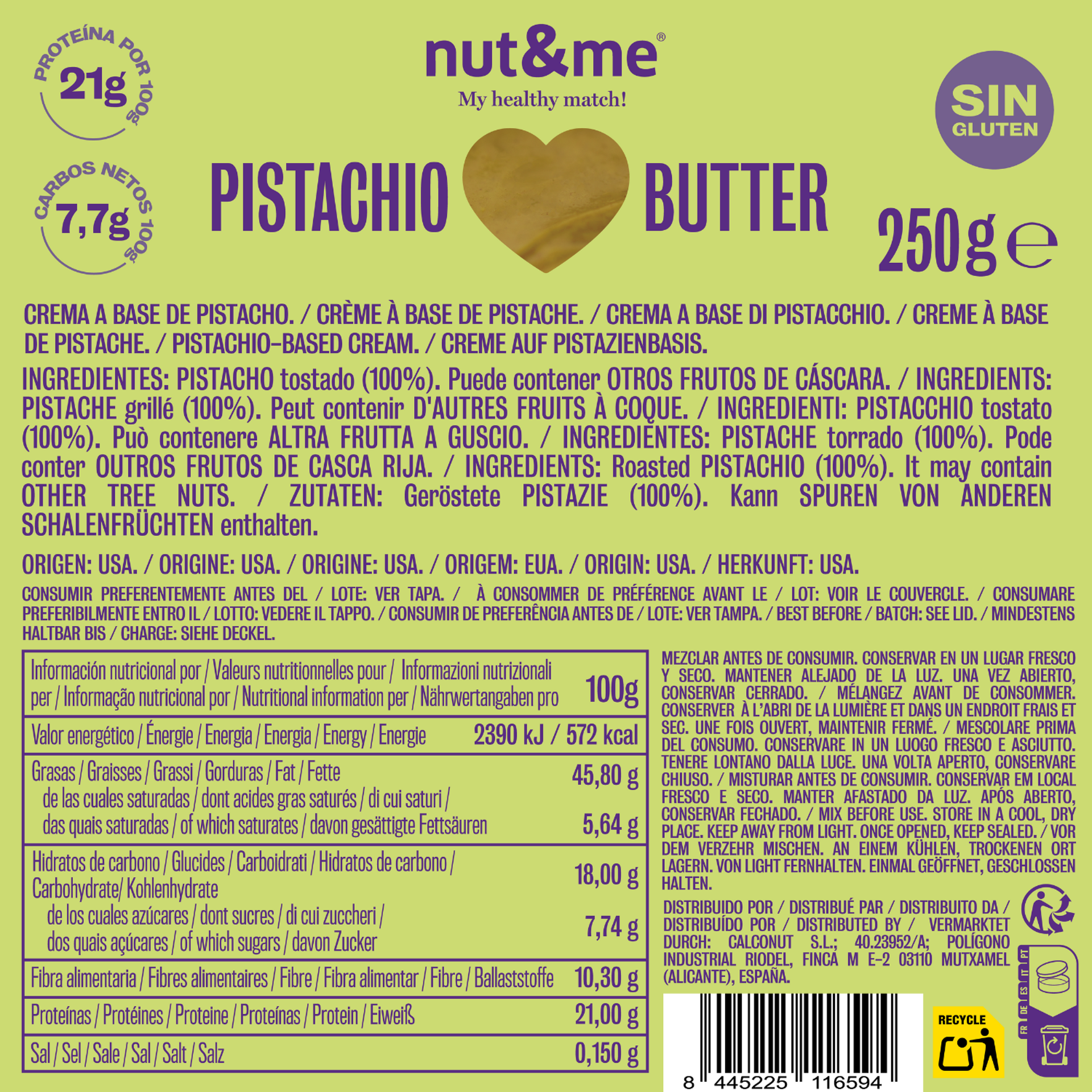 Crema de pistacho 100% 250g