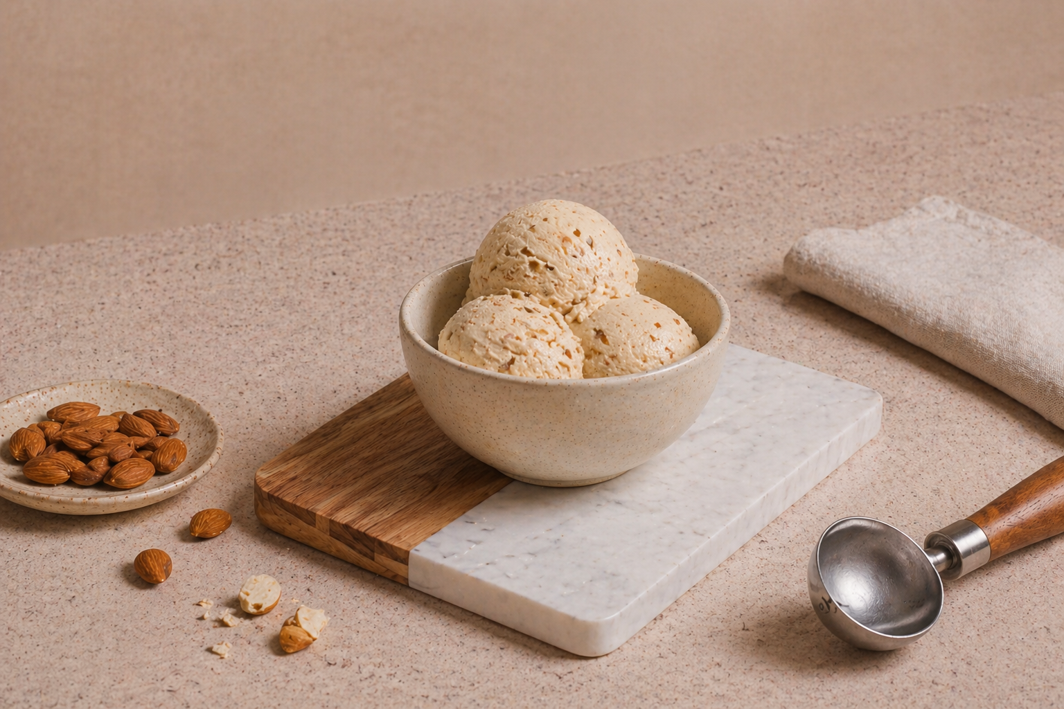 Helado de turrón casero con crema de almendra nut&me