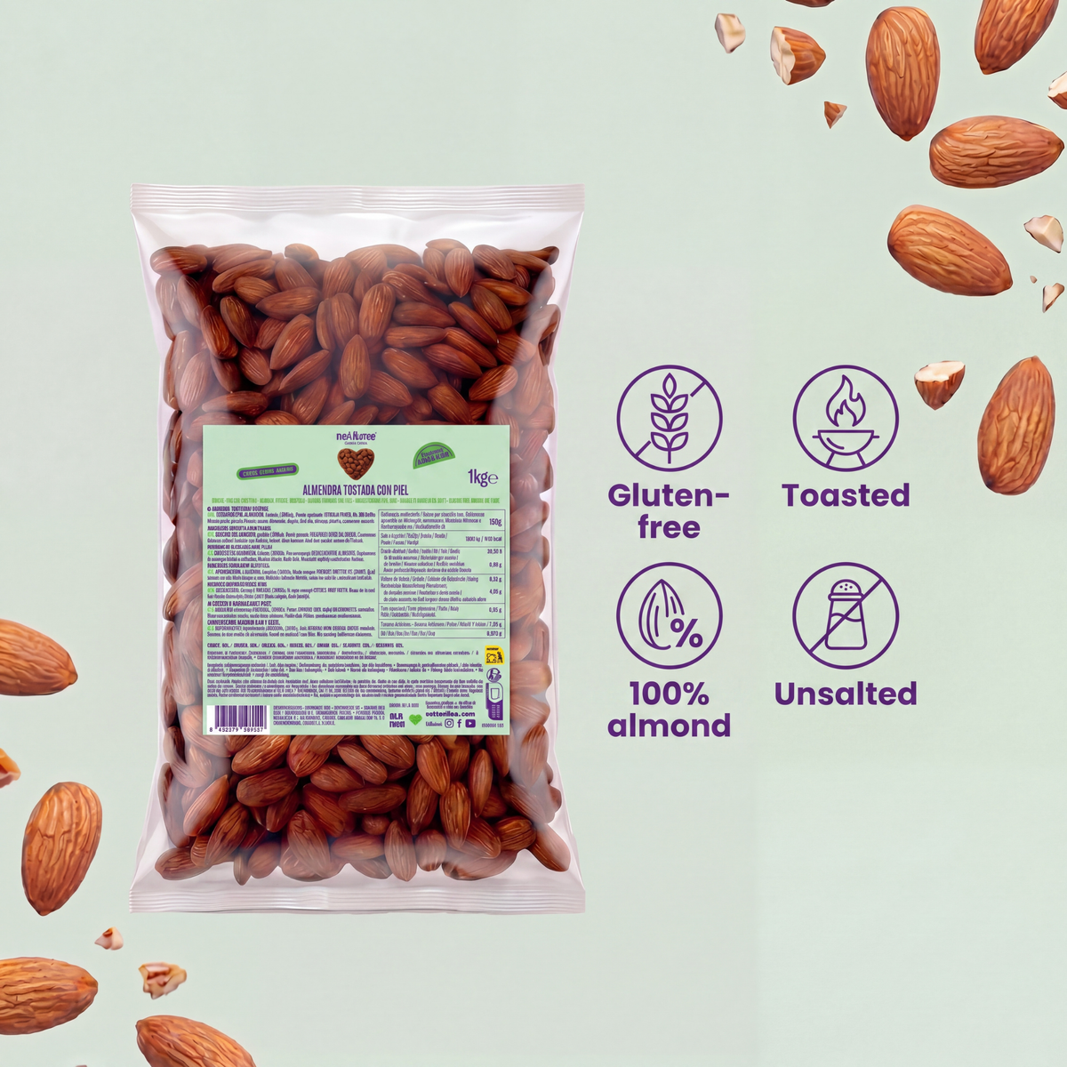 Almendra tostada con piel 1kg