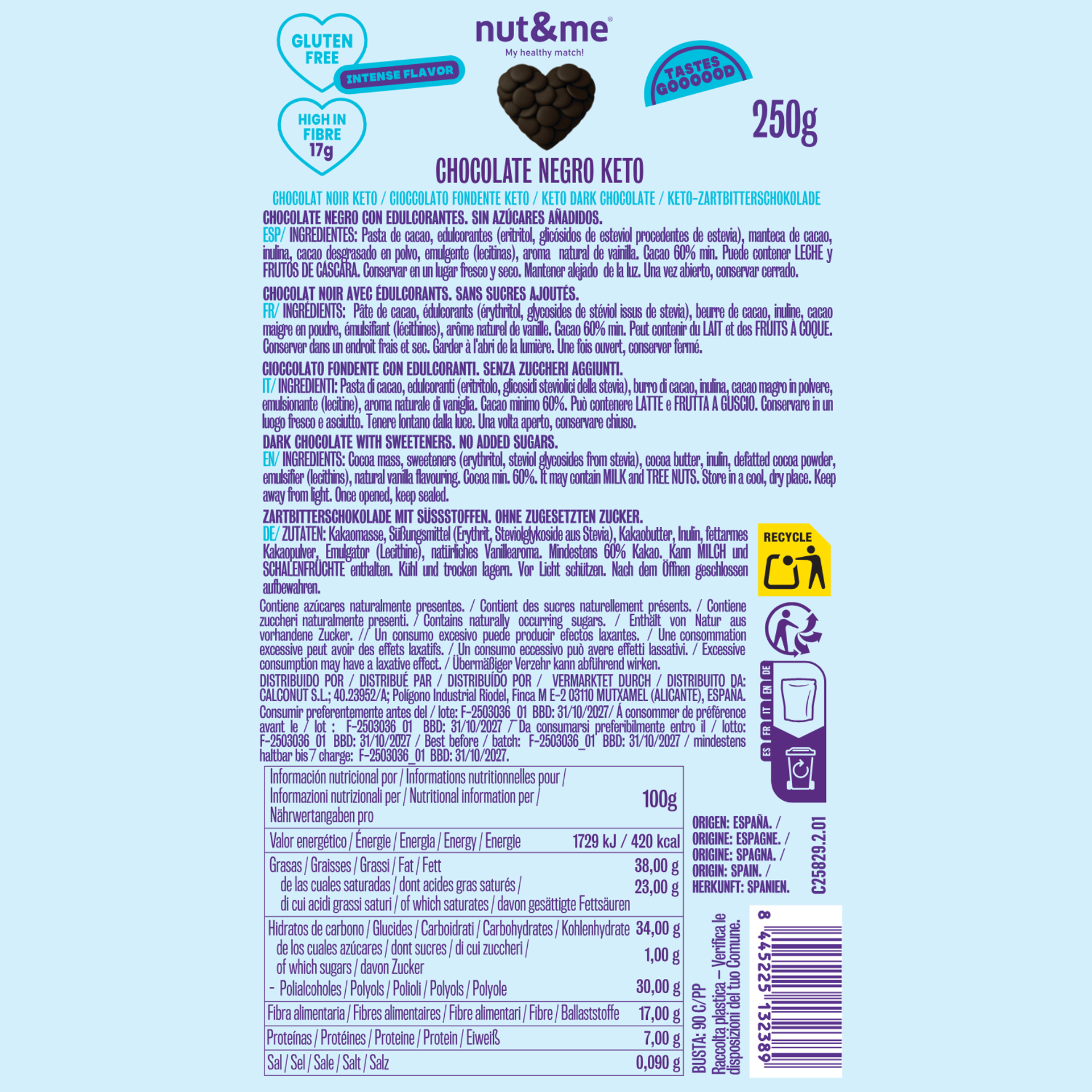 Chocolate negro keto