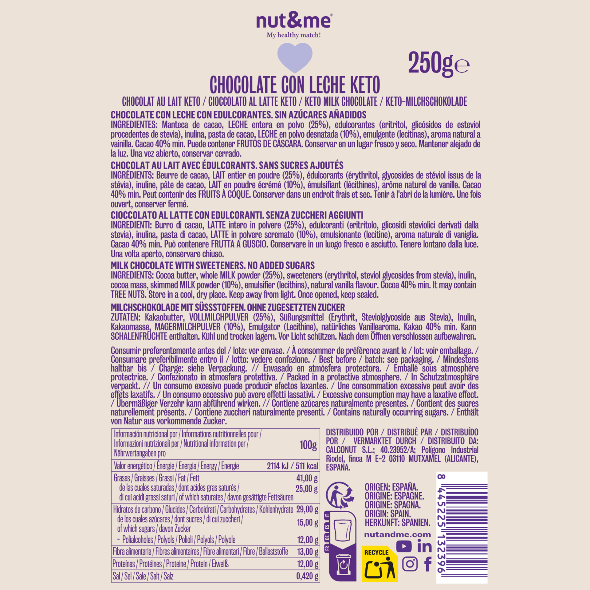 Chocolate con leche keto