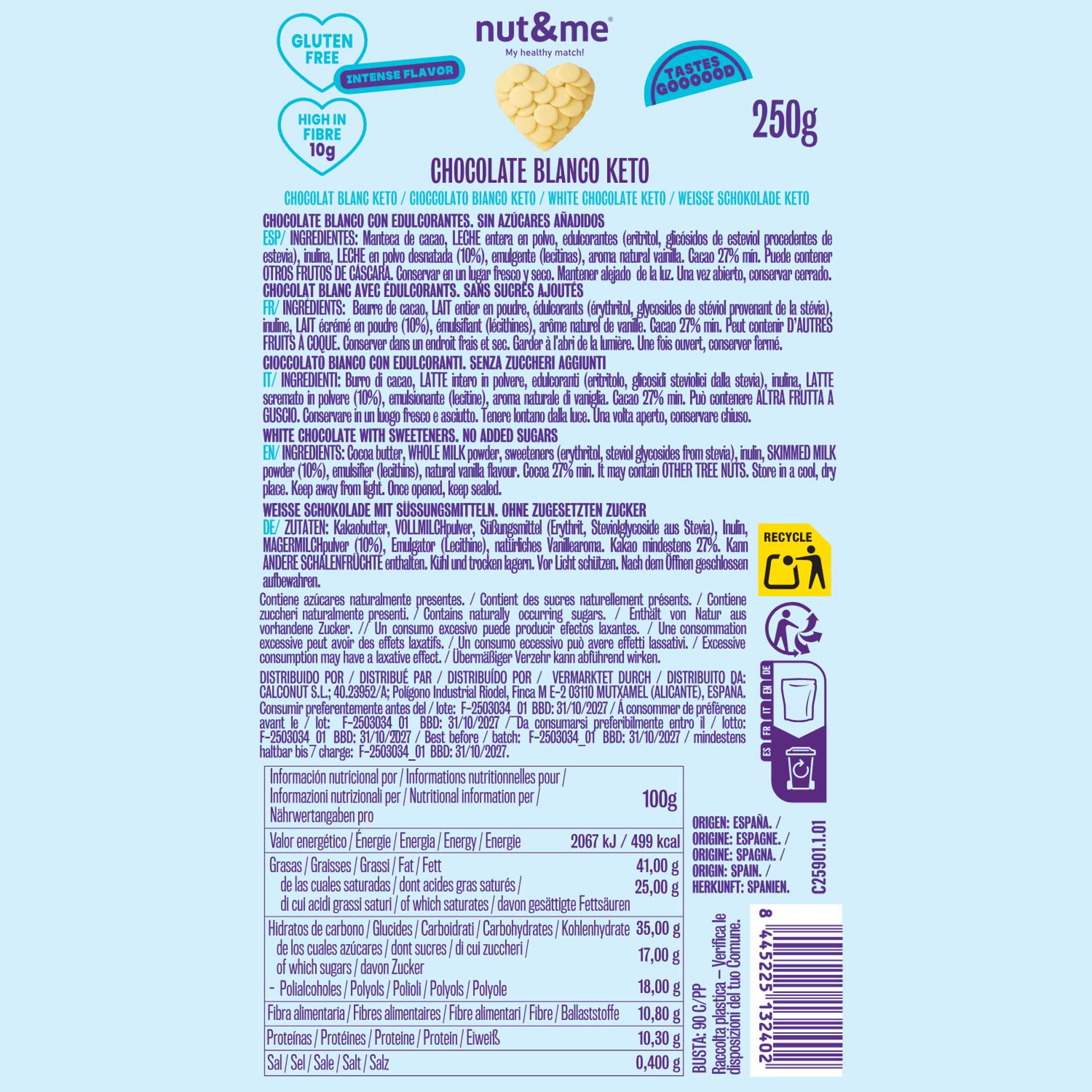 Chocolate blanco keto