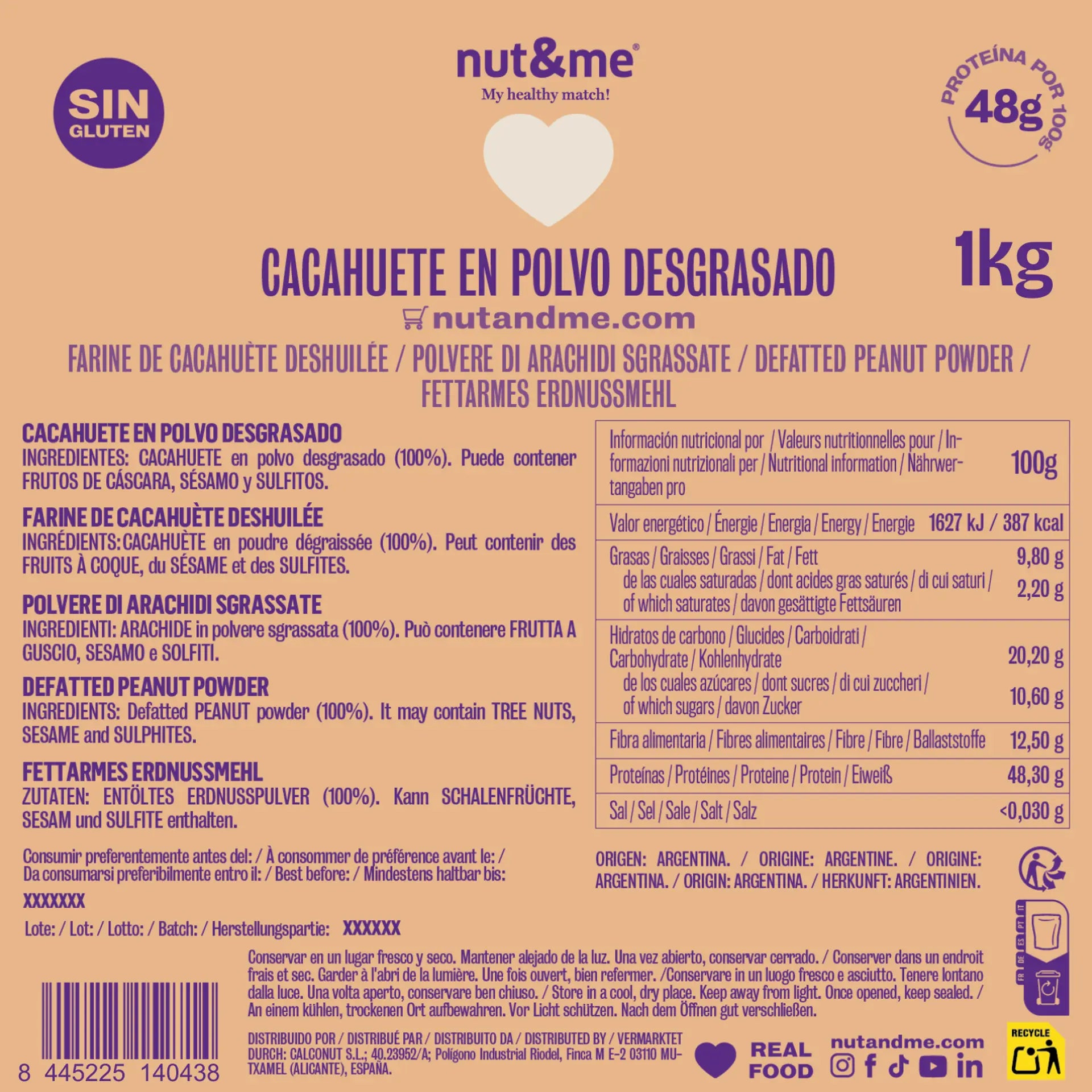 Polvo de cacahuete desgrasado 1kg