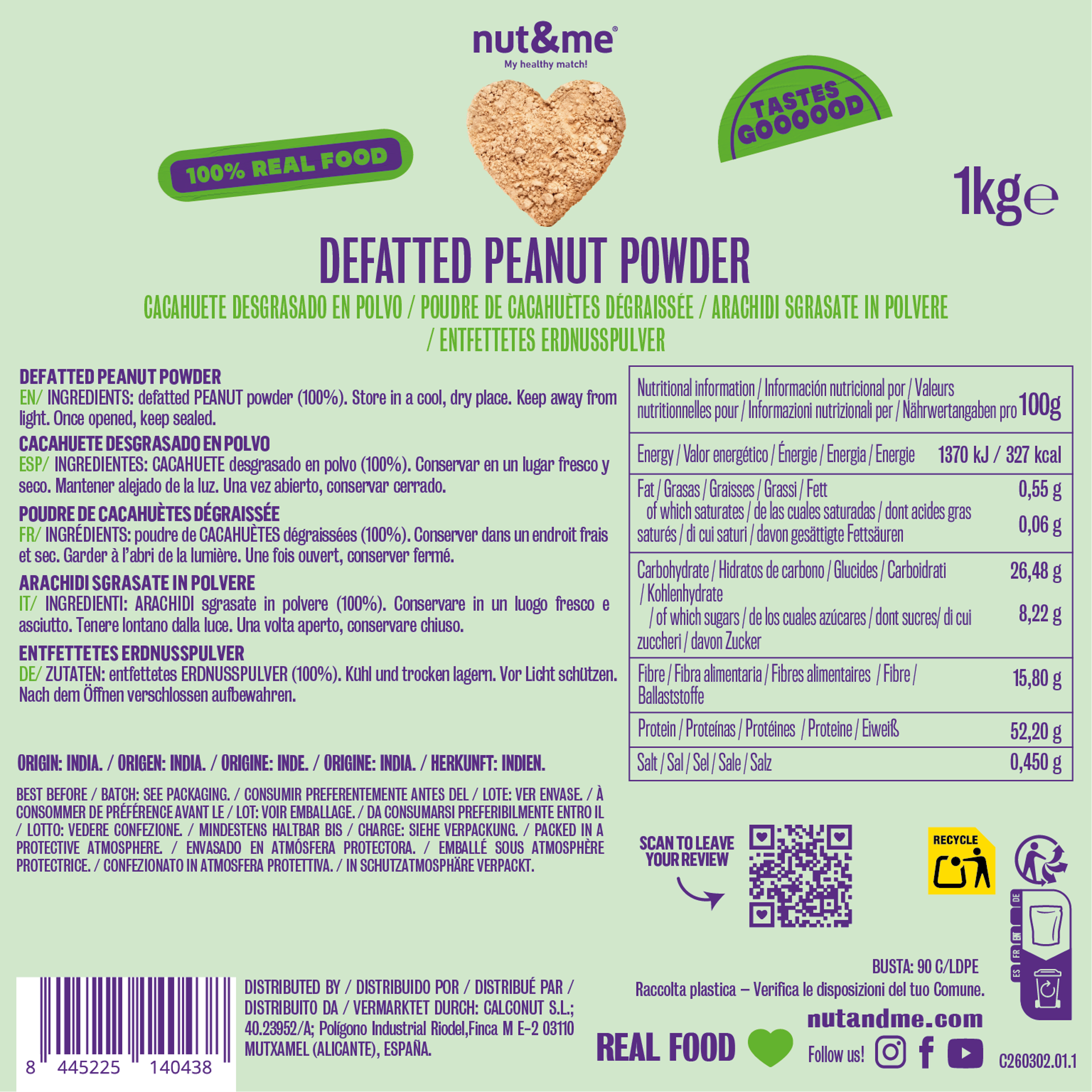 Polvo de cacahuete desgrasado 1kg  | Proteína de cacahuete
