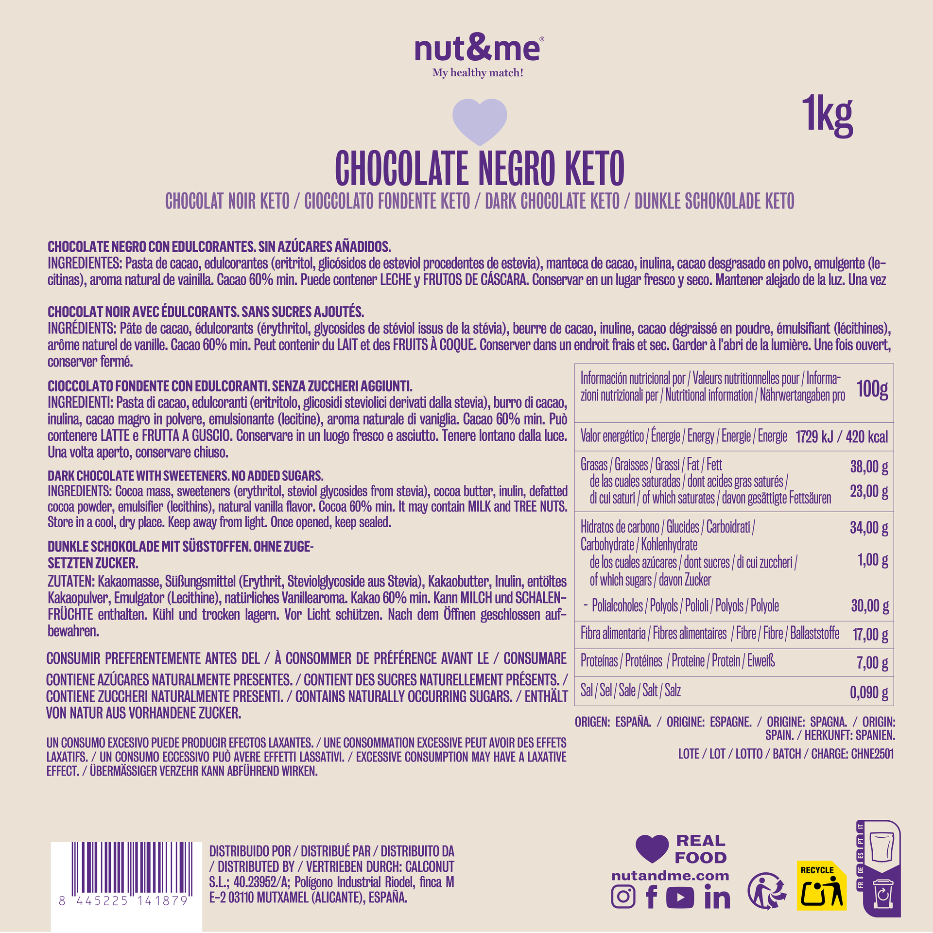 Chocolate negro keto 250g