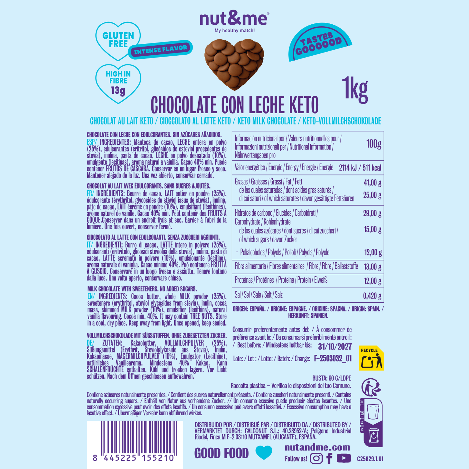 Chocolate con leche keto