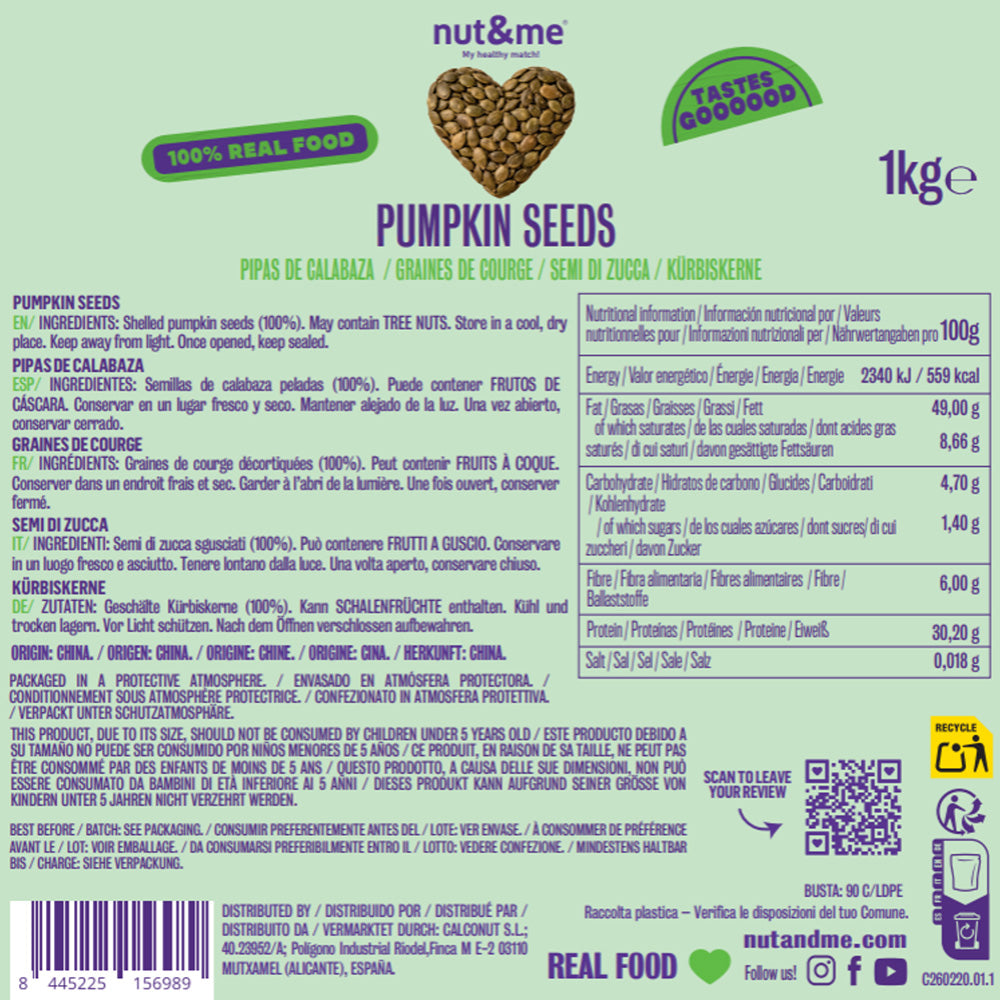 Pipas de calabaza peladas 1kg