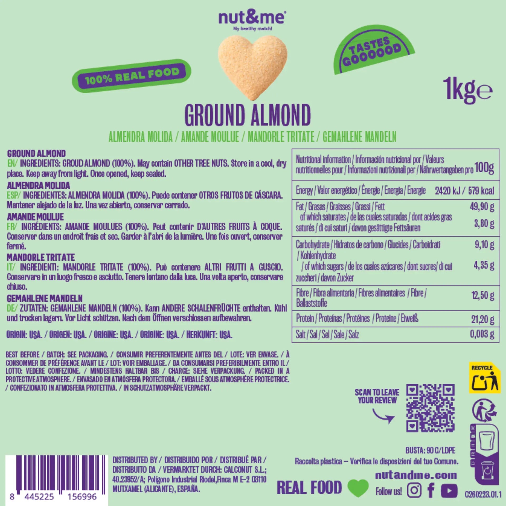 Almendra molida | Harina de almendra con piel 1kg