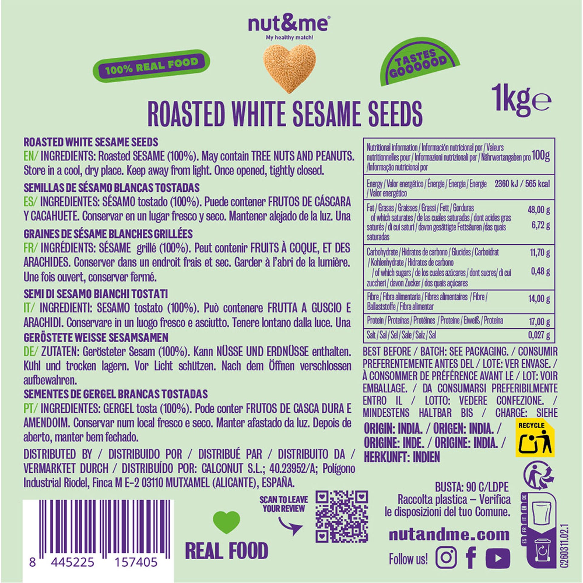 Semillas de sésamo blanco tostado 1kg
