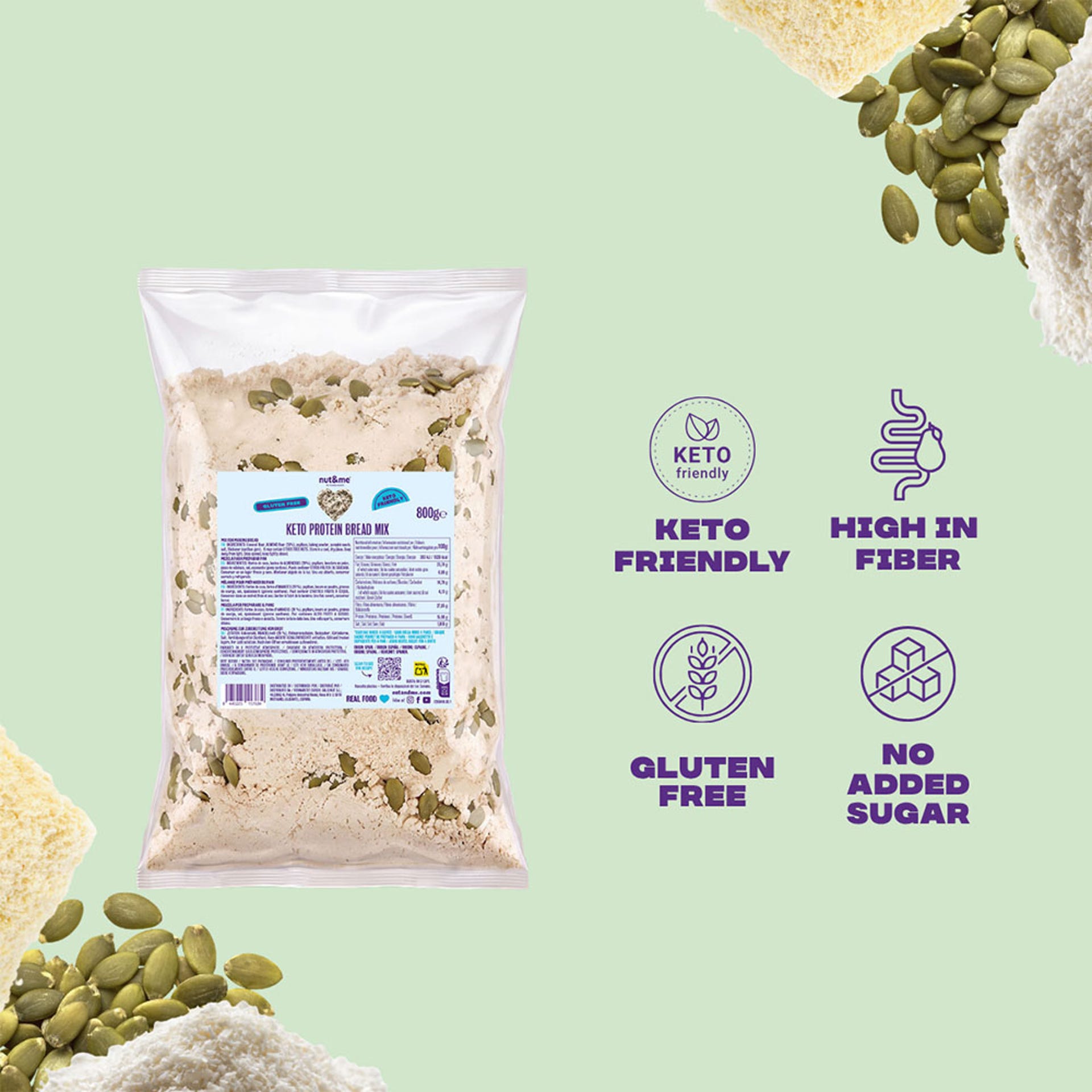 Mezcla proteica para pan keto nut&me 800 g