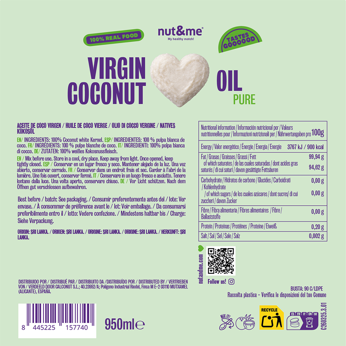 Aceite de coco virgen 950ml