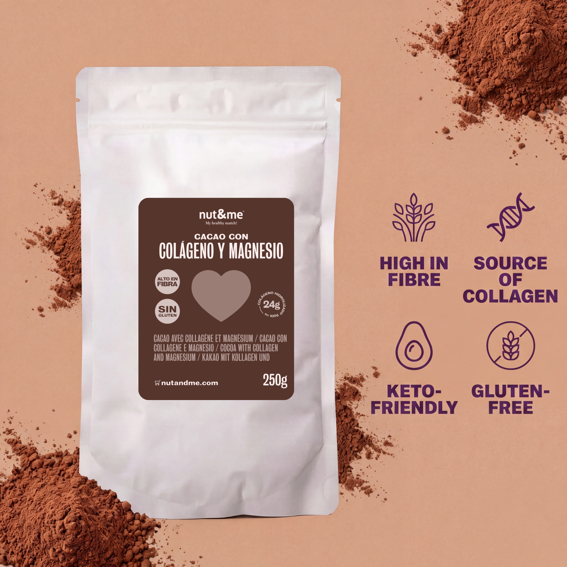 Cacao con colageno y magnesio 250g