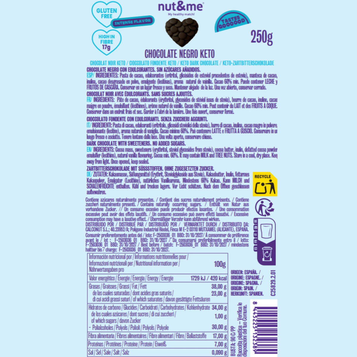 Chocolate negro keto 250g