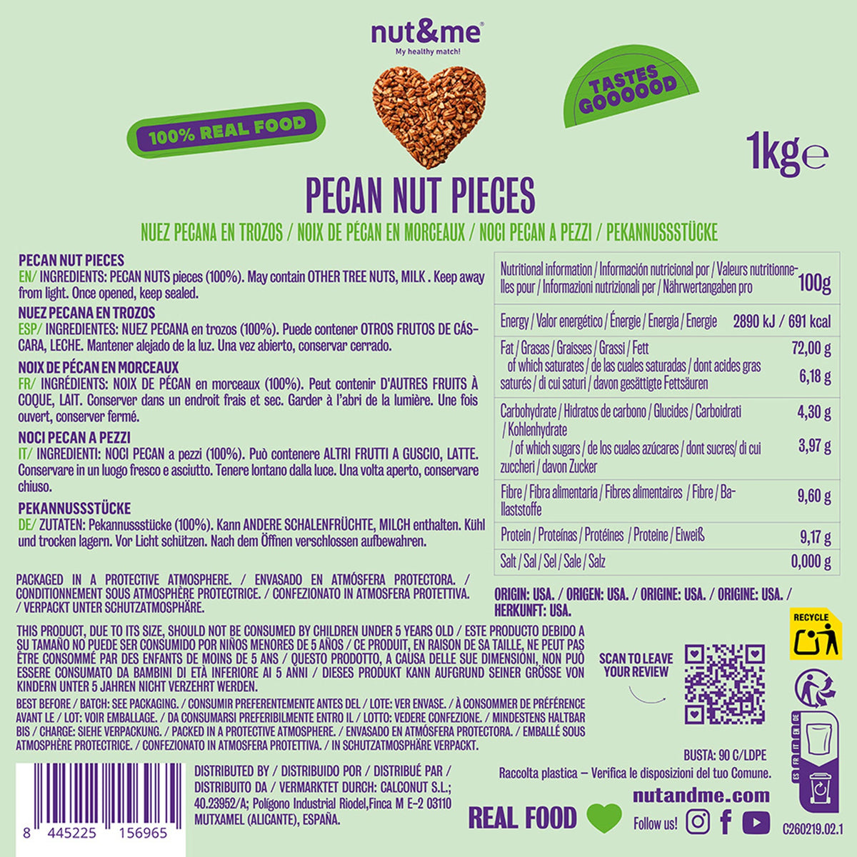 Nueces pecanas en trozos 1kg