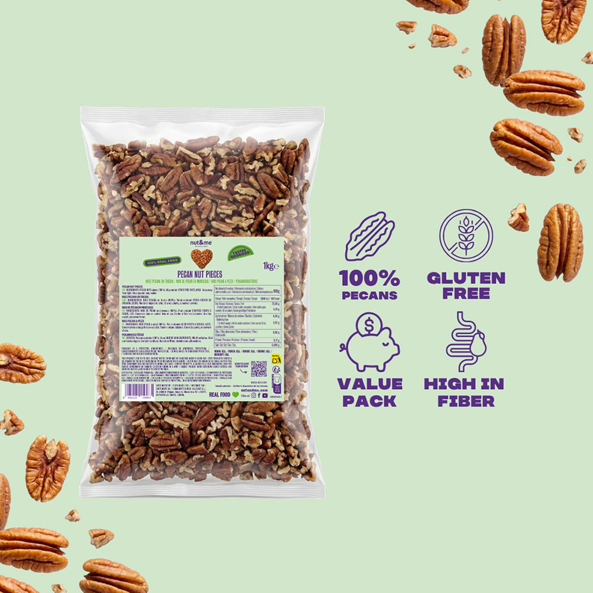Nueces pecanas en trozos 1kg