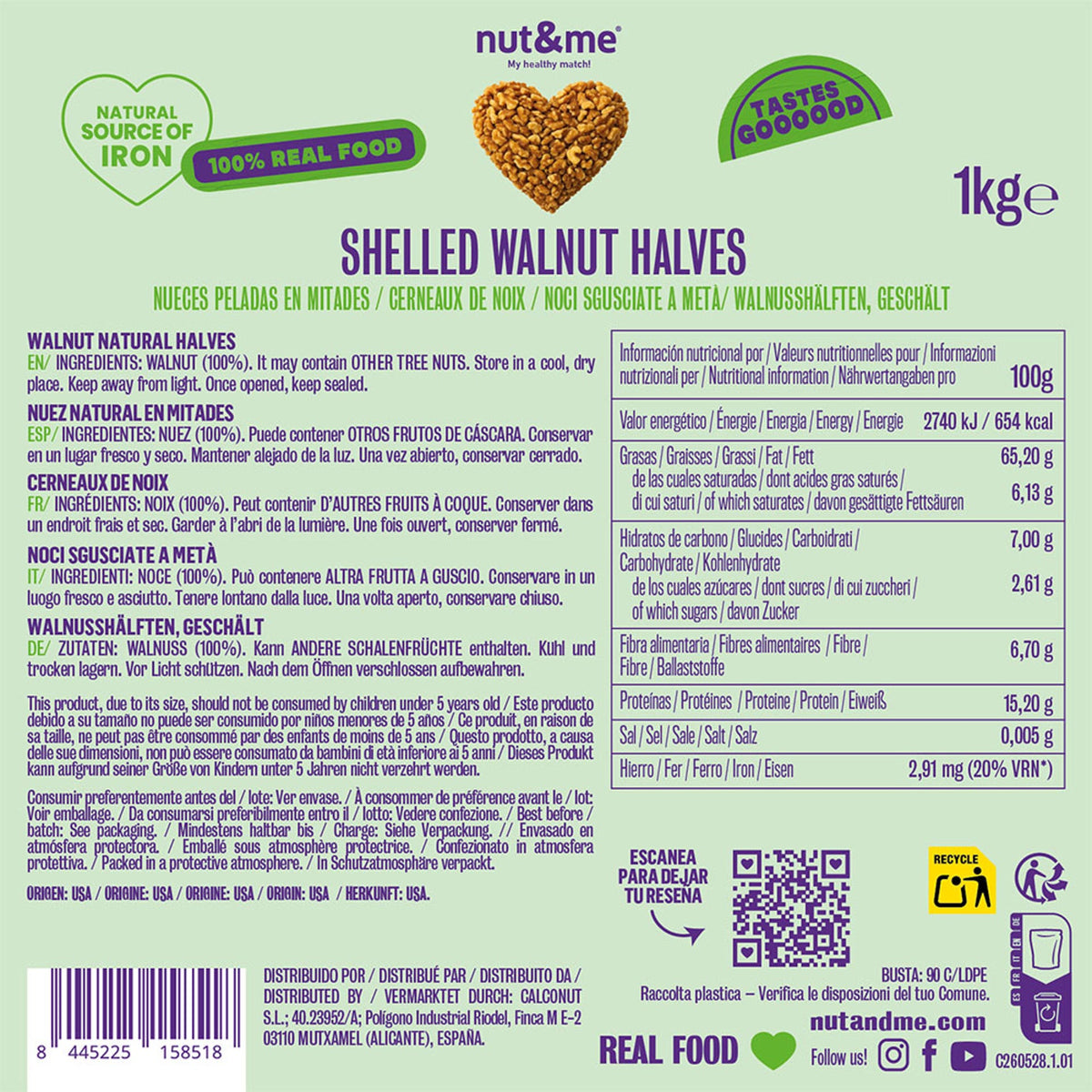 Nuez natural sin cáscara 1kg