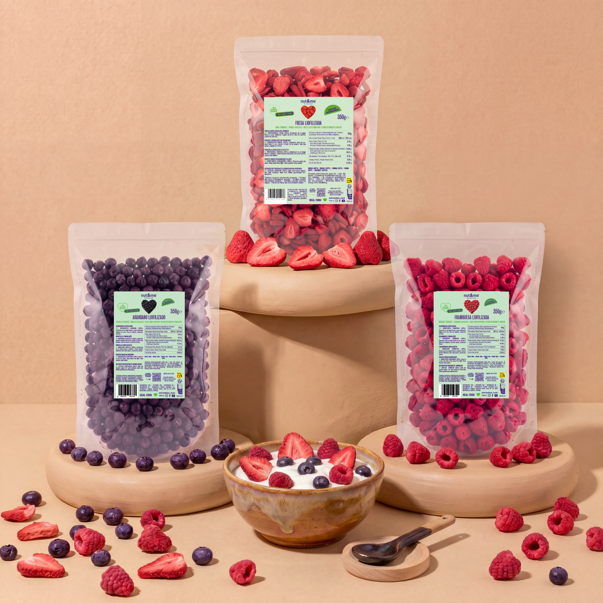 Confezione di frutti rossi liofilizzati