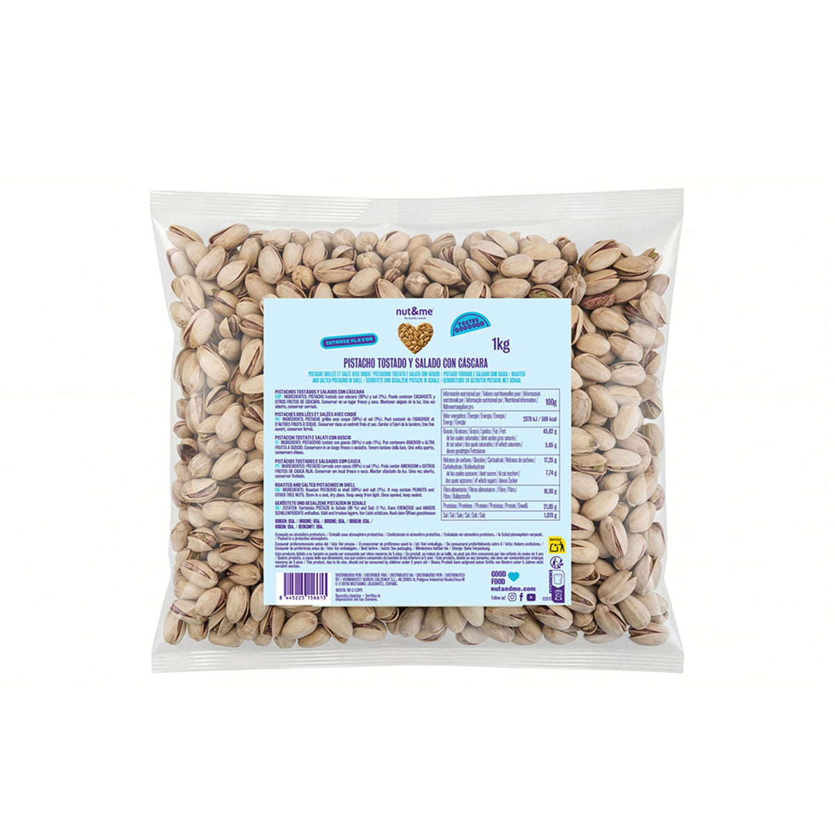 Pistacho tostado y salado con cáscara 1 kg