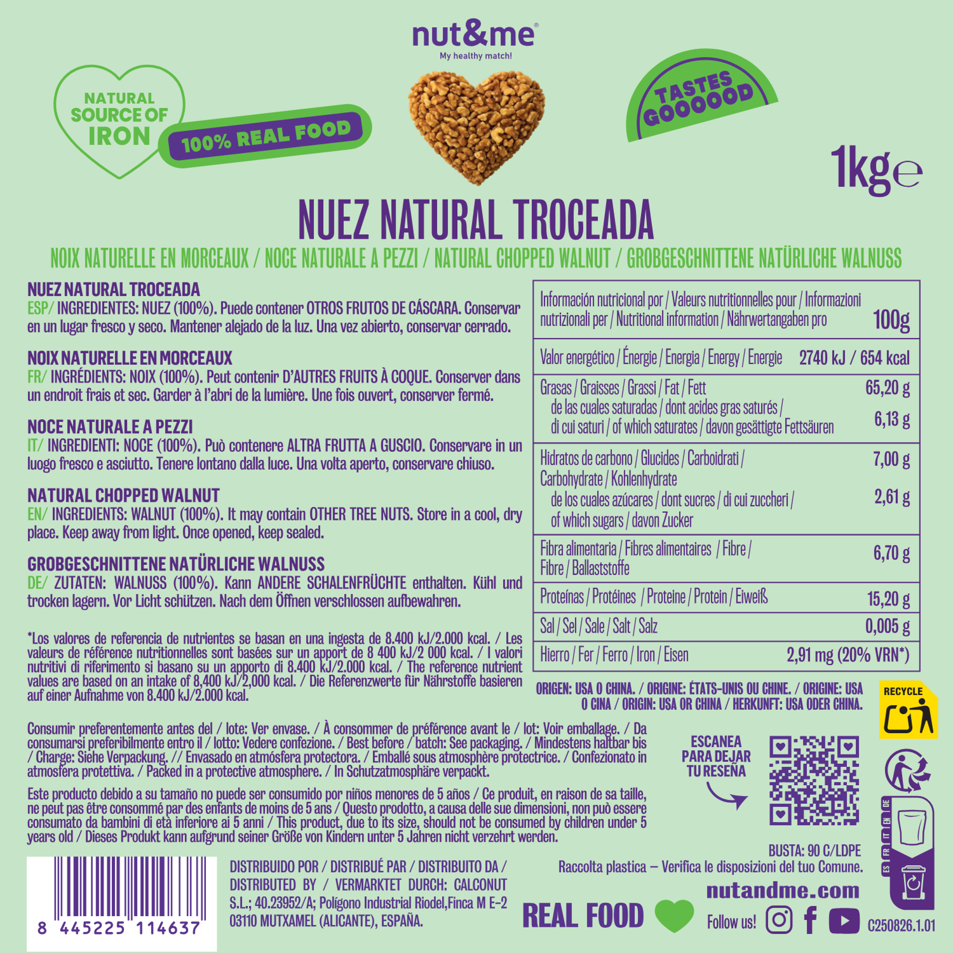 Nuez natural a trozos