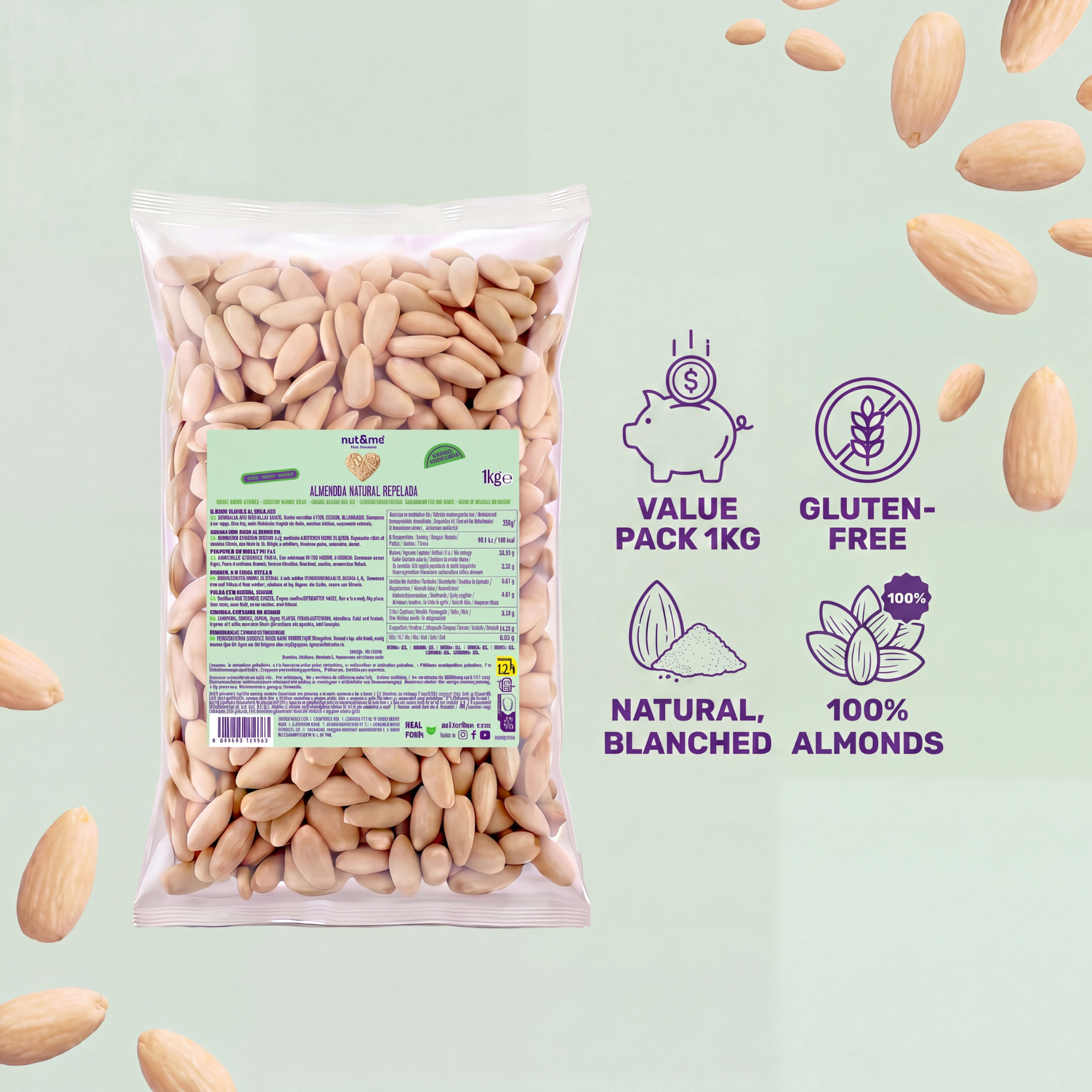 Almendra natural repelada 1kg