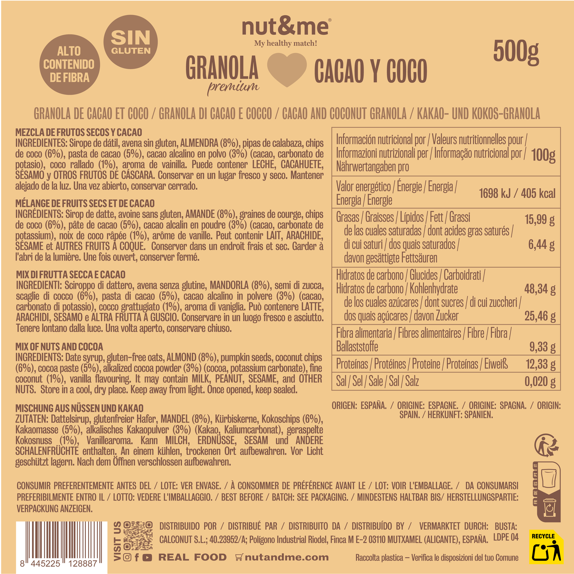 Granola cacao y coco