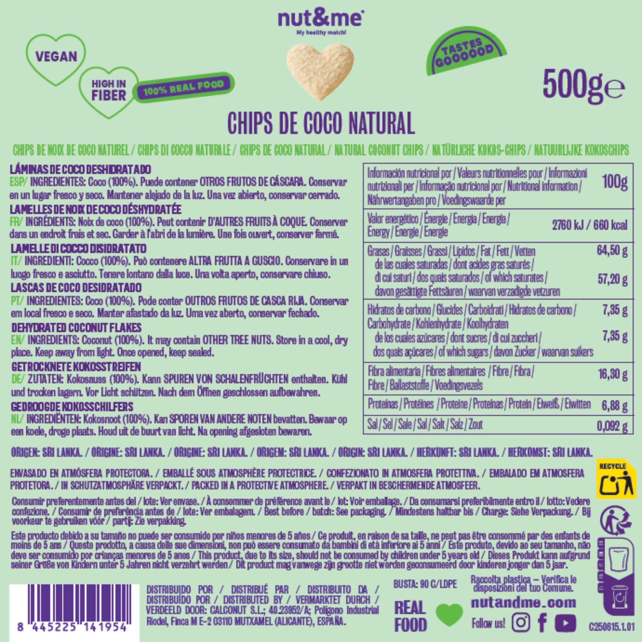 Lascas de coco natural 500g