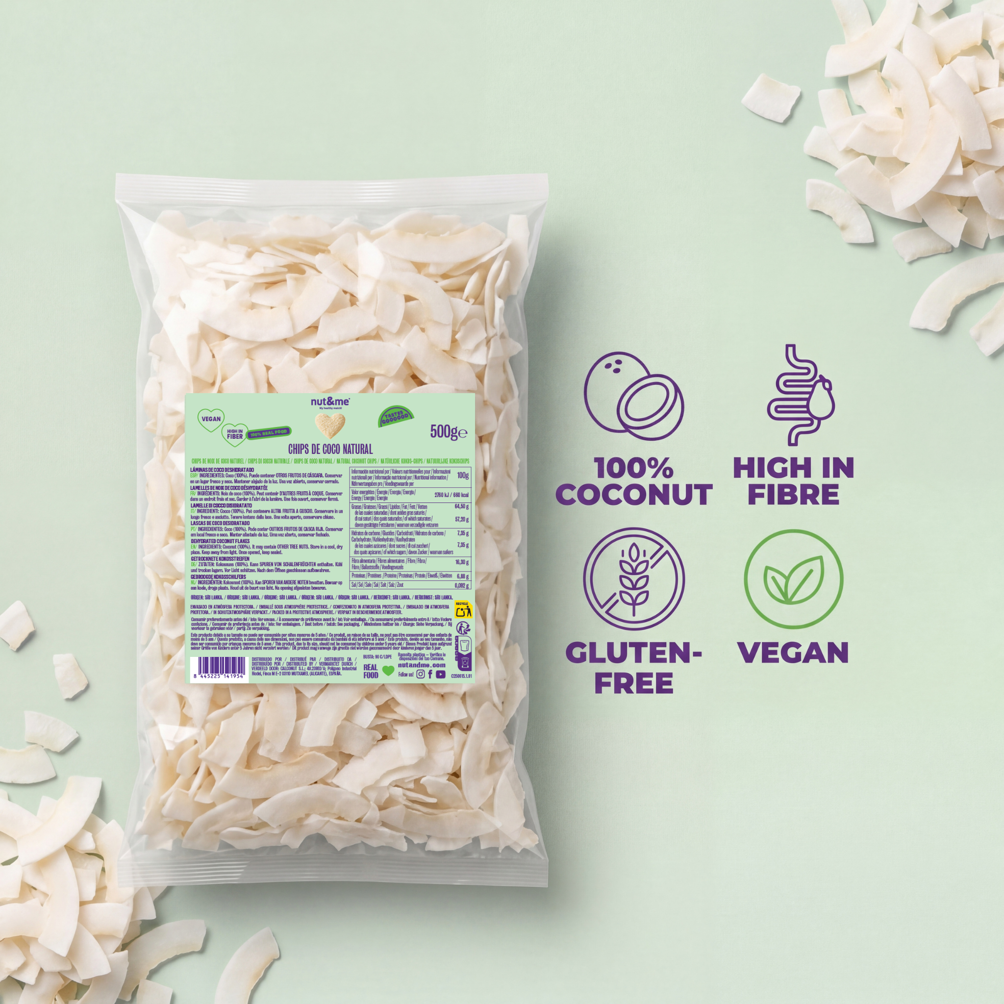 Lascas de coco natural 500g