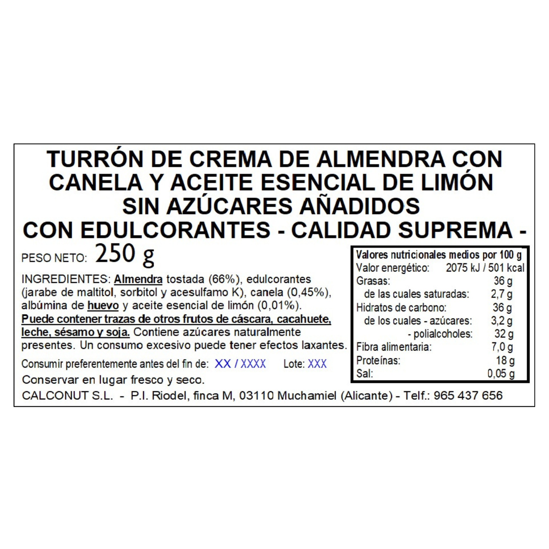Turrón blando de canela y limón 250 g