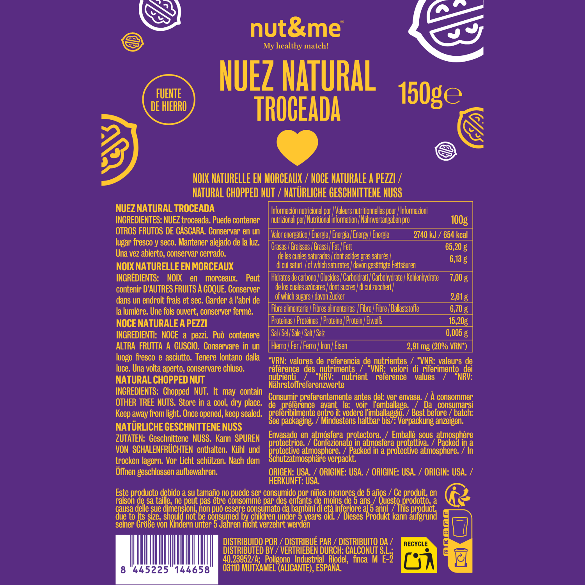 Nuez natural a trozos