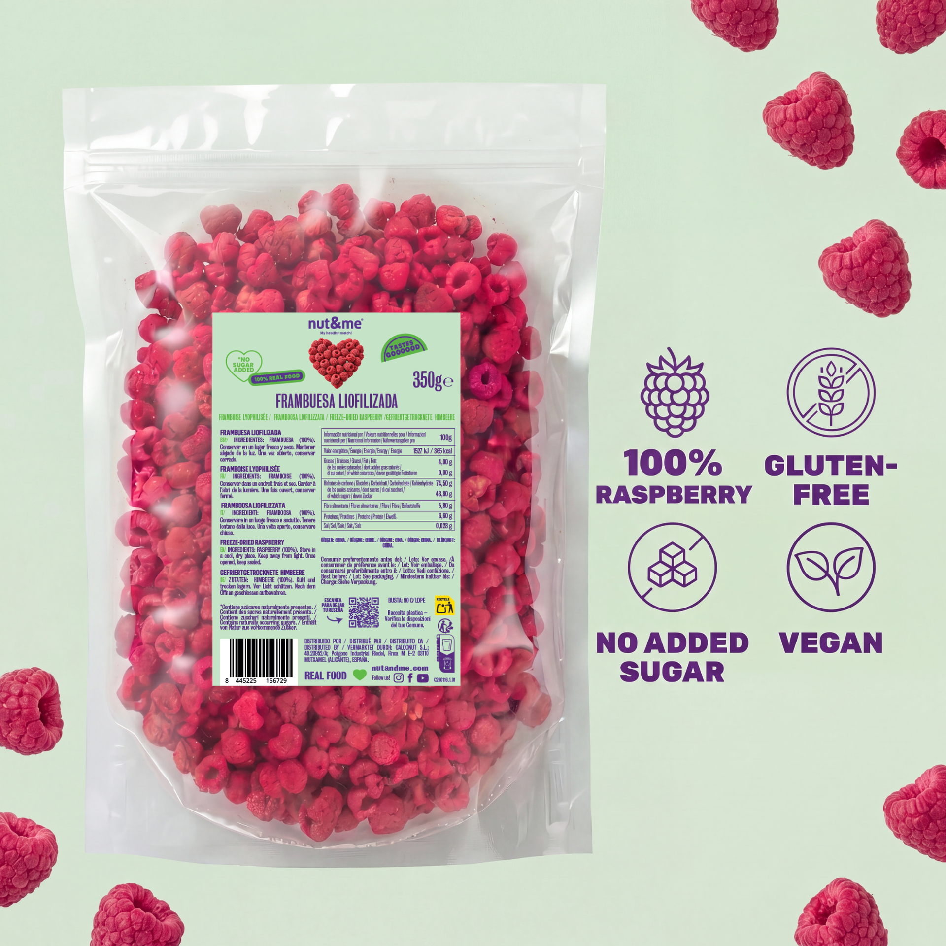 Frambuesa liofilizada 350g