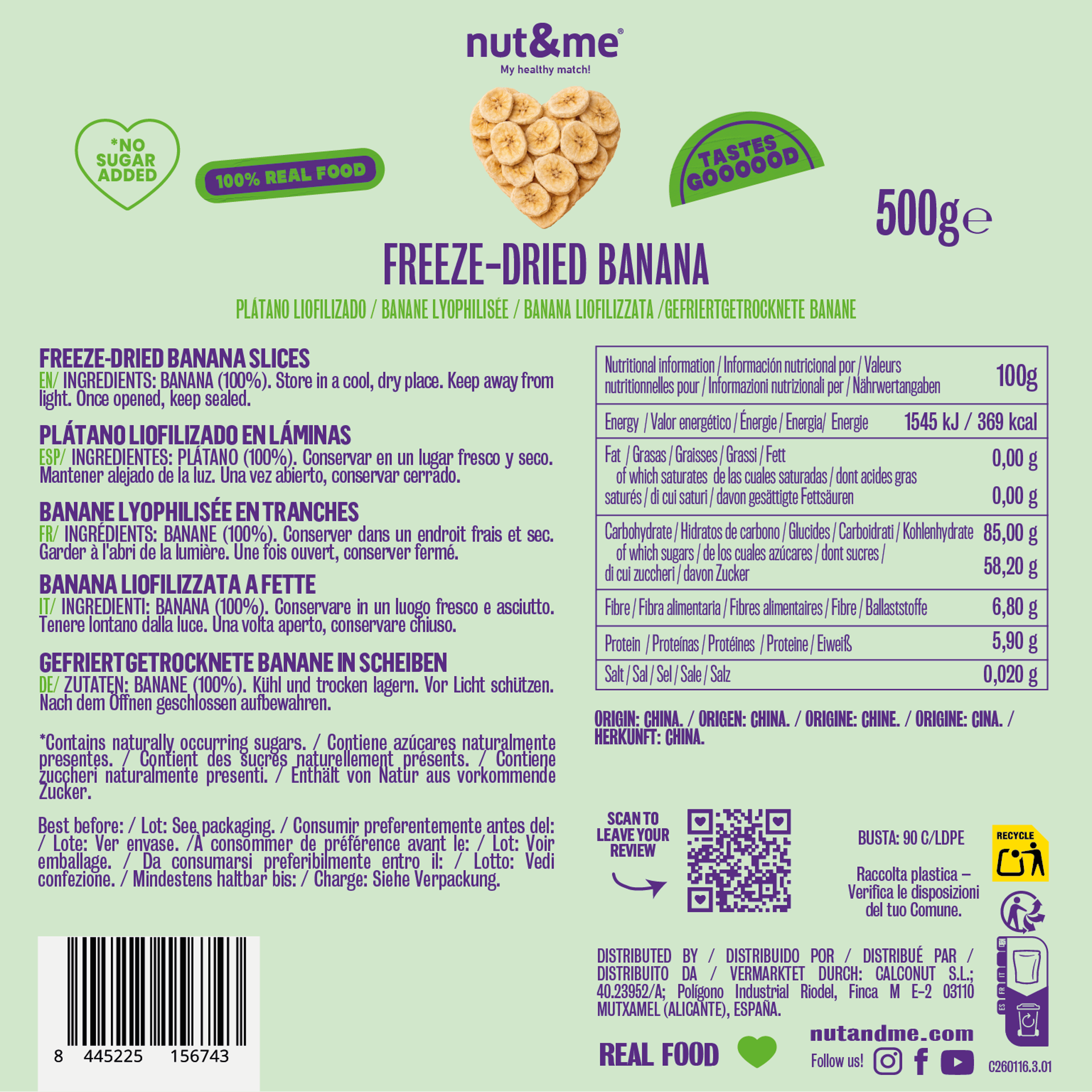 Plátano liofilizado 500g