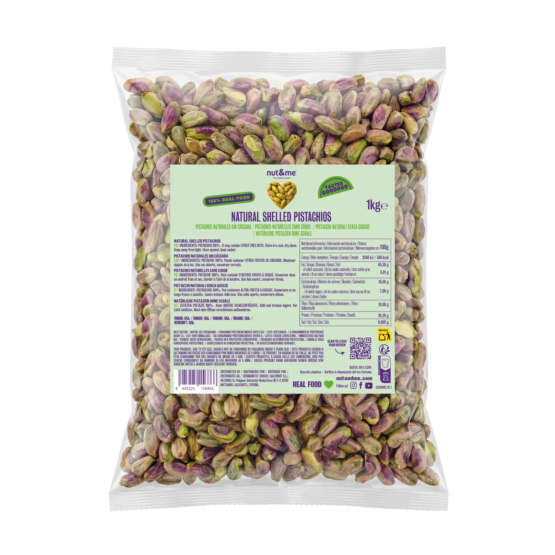 Pistachos naturales sin cáscara 1 Kg