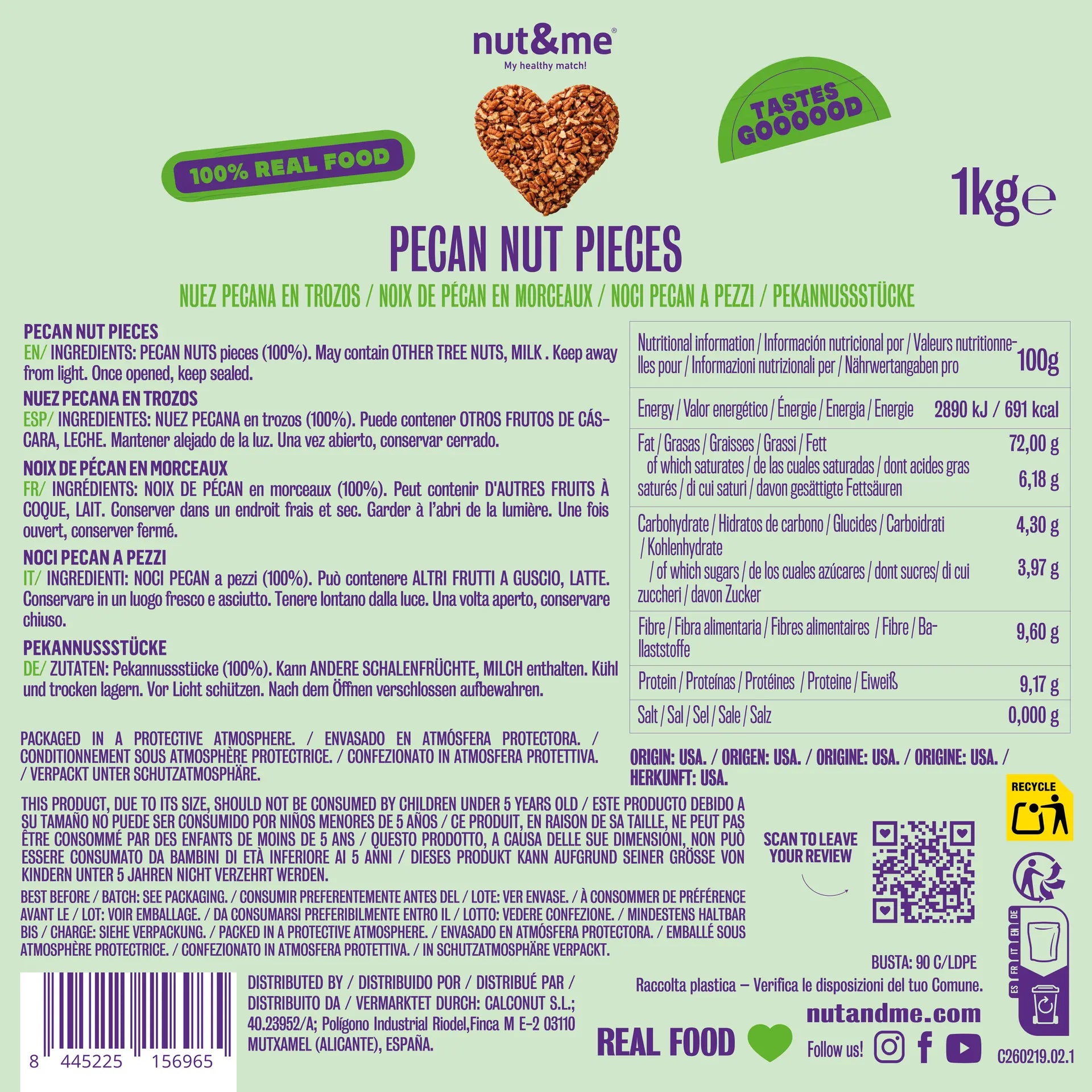 Nuez pecana en trozos 1kg