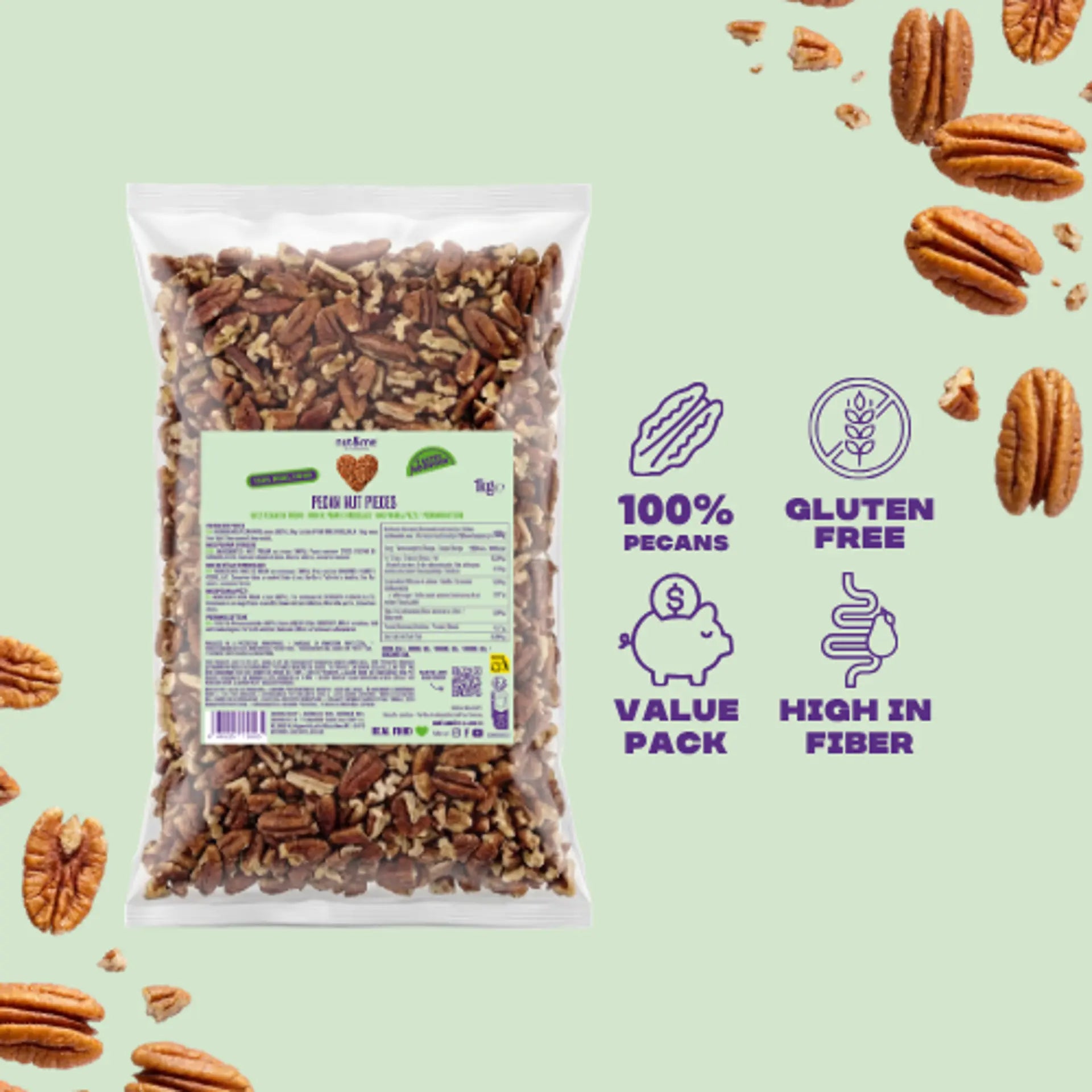 Nuez pecana en trozos 1kg