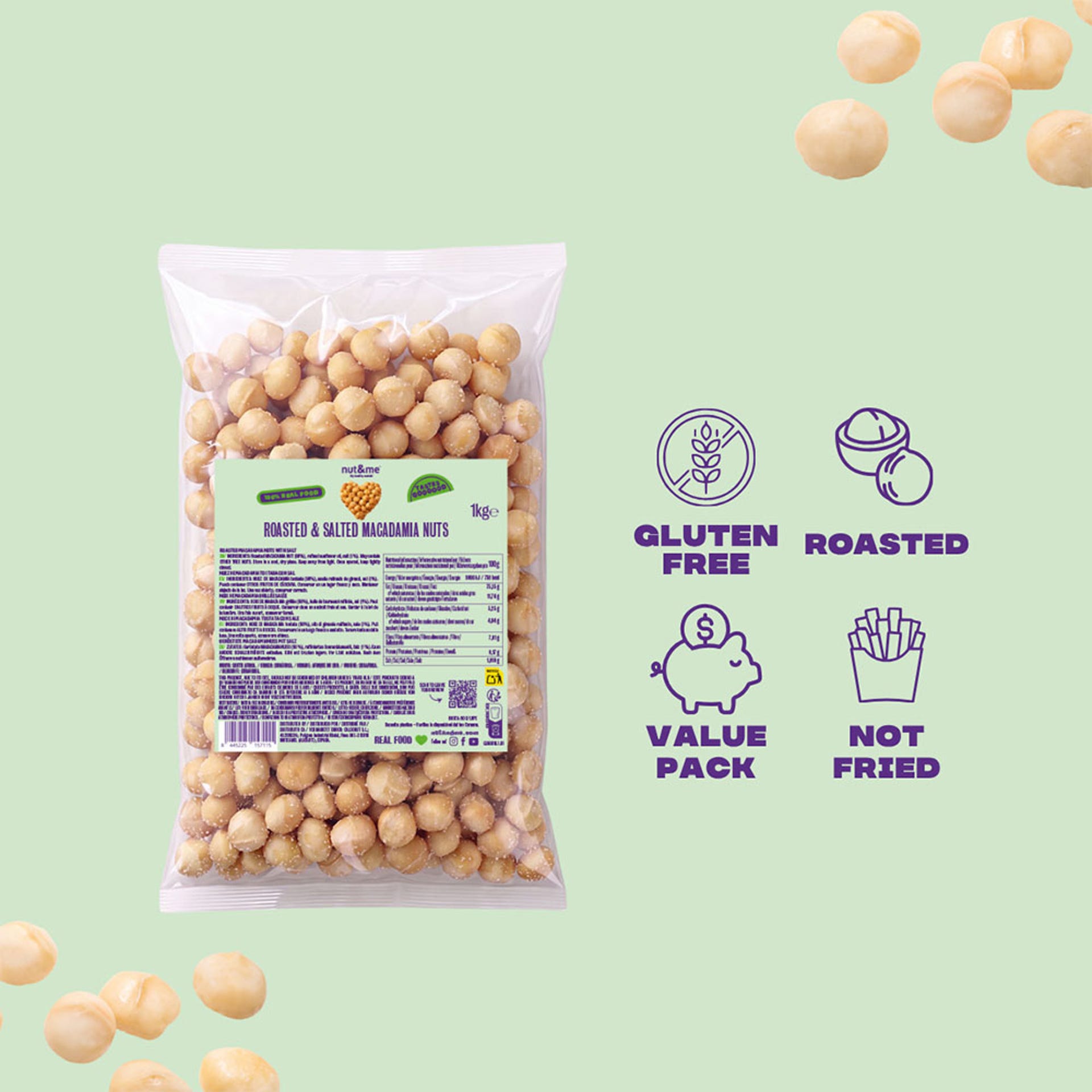Nuez de macadamia tostada y salada 1kg